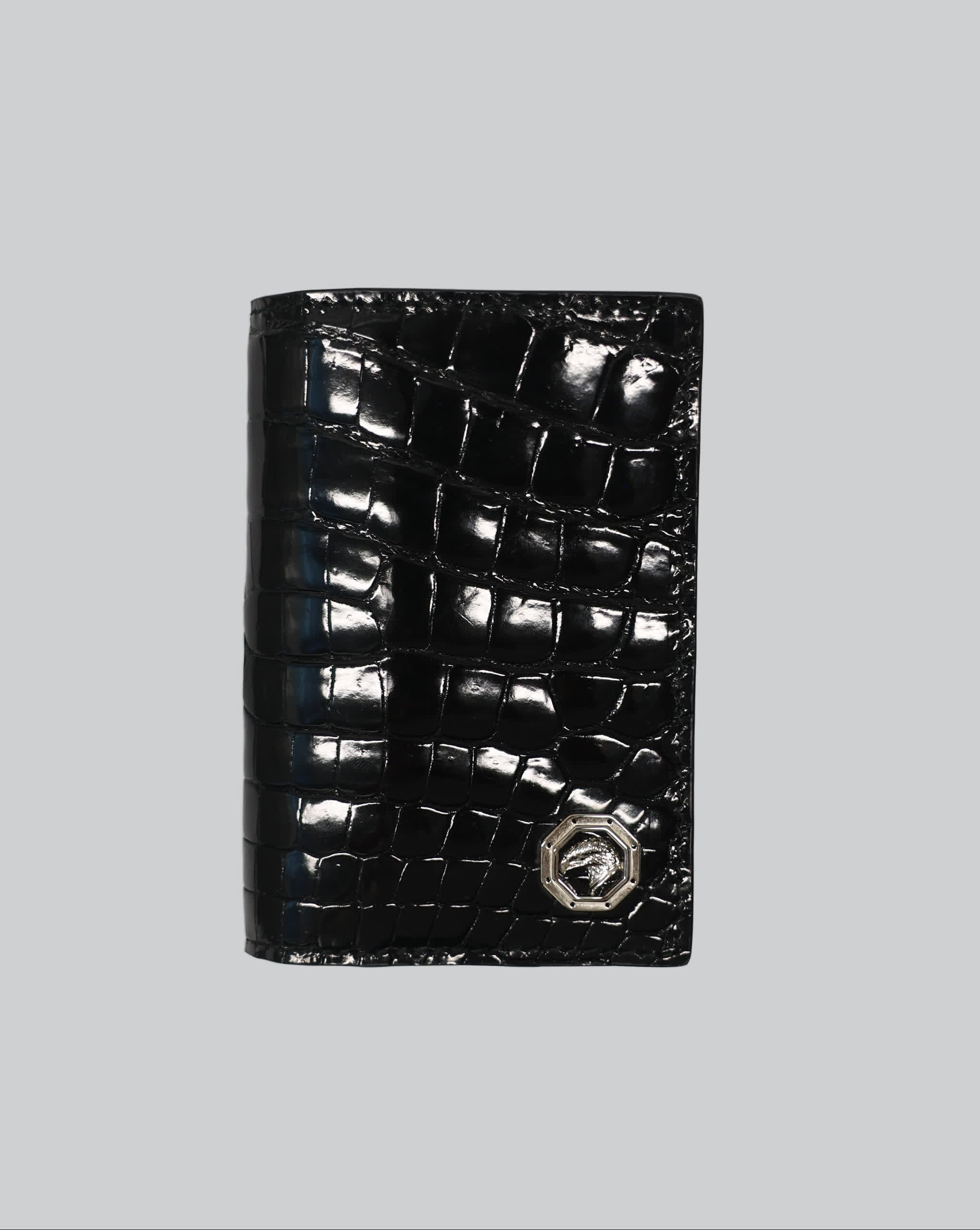 Stefano Ricci Crocodile Leather Card Holder with Eagle Logo - OneOffBtq.com