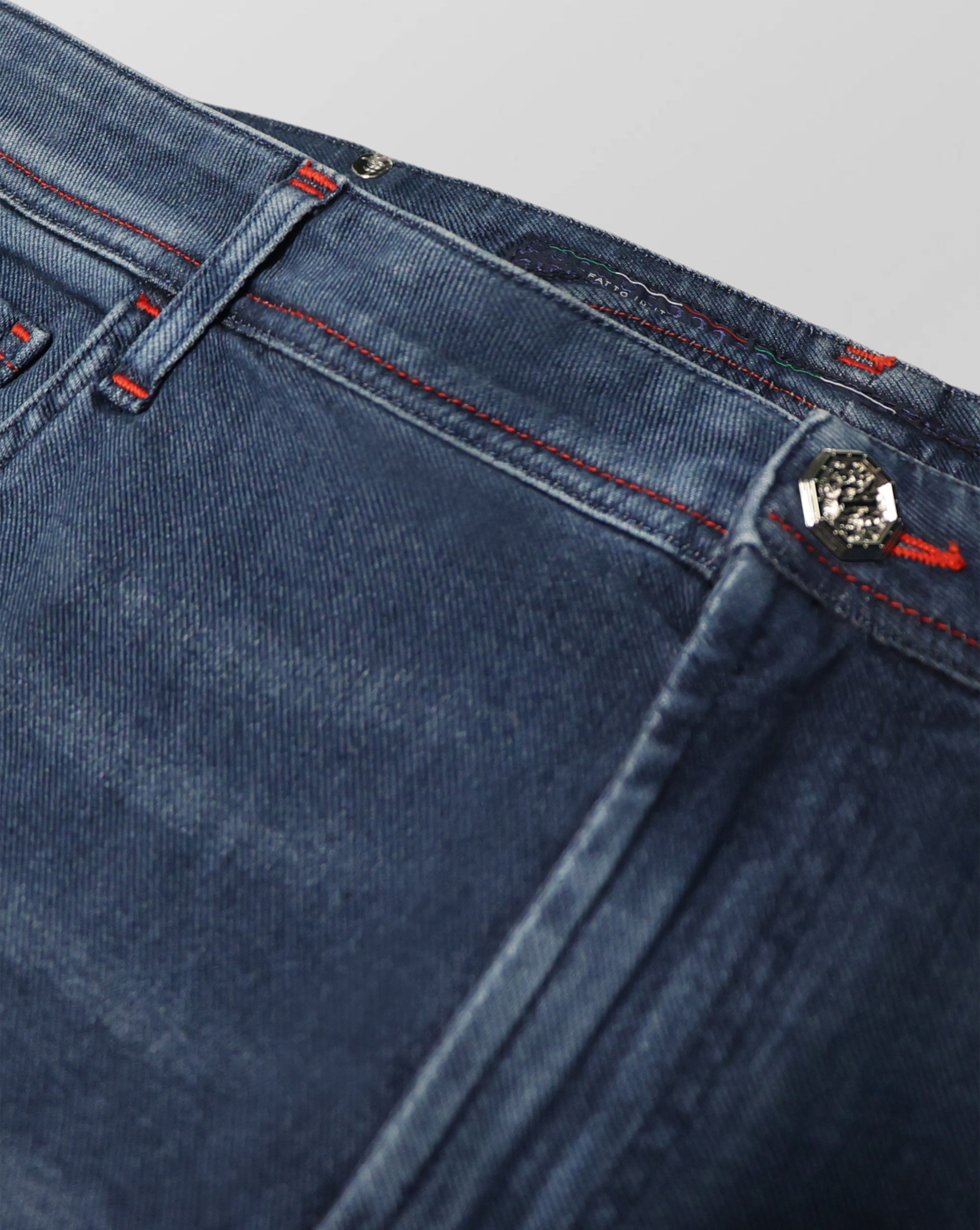 Stefano Ricci Slim Fit Denim Jeans with Red Detail
