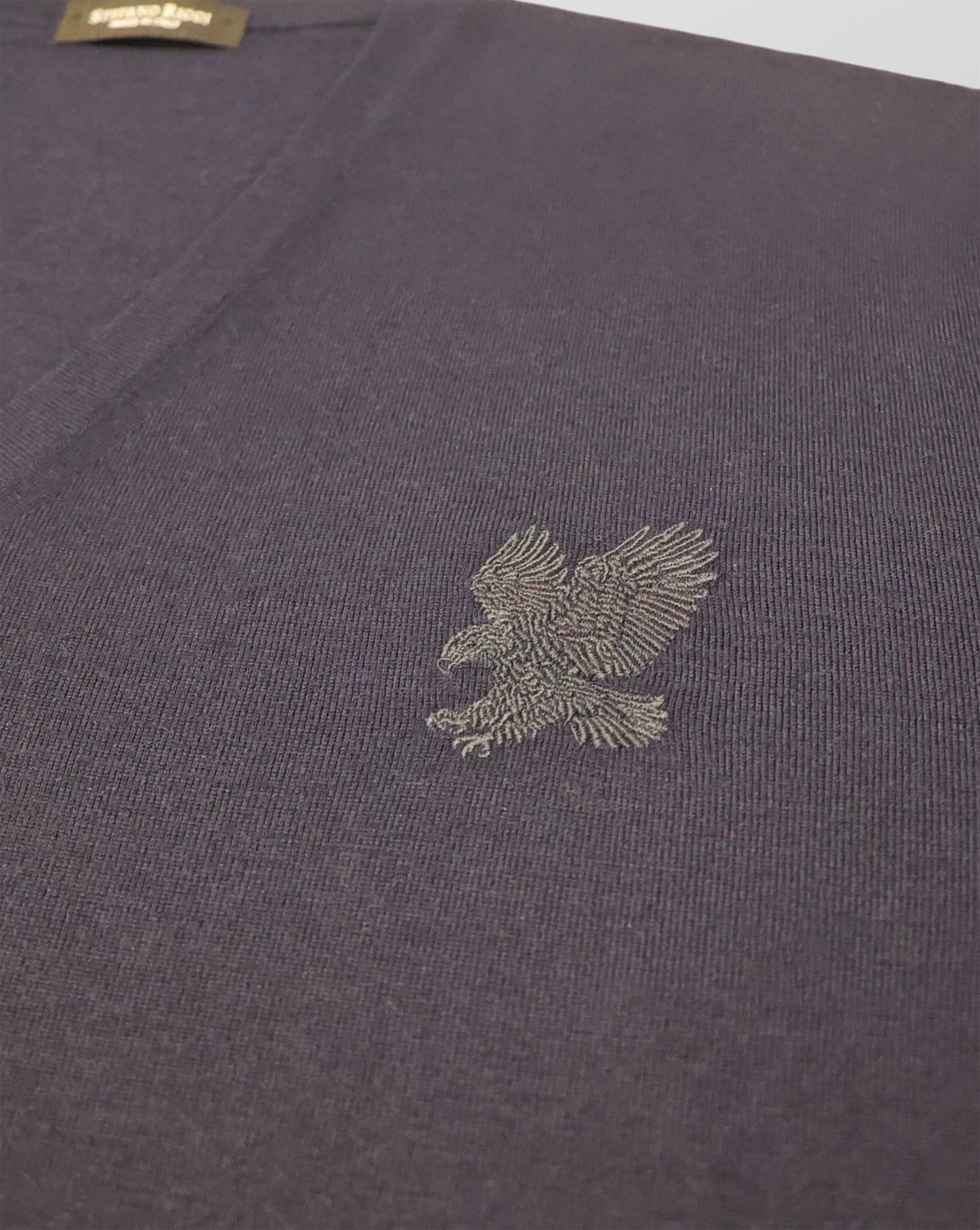 Stefano Ricci V-Neck Silk Wool Sweater Eagle Embroidery