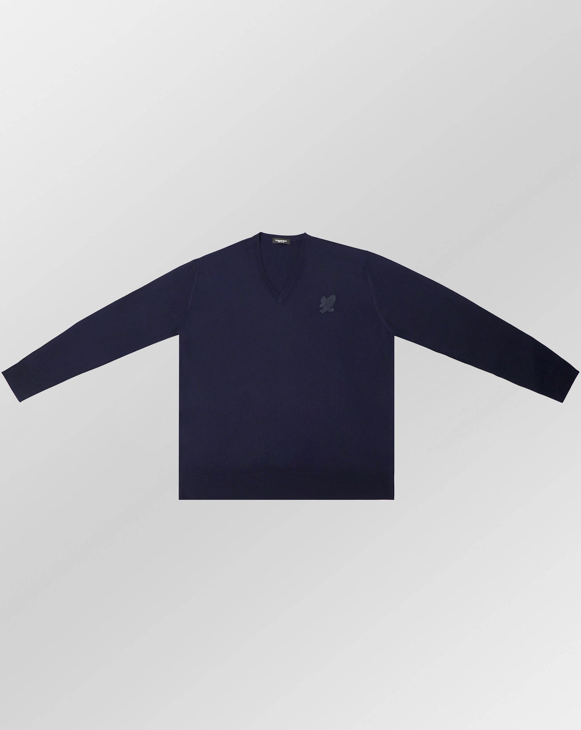 Stefano Ricci V-Neck Silk Wool Sweater Eagle Embroidery
