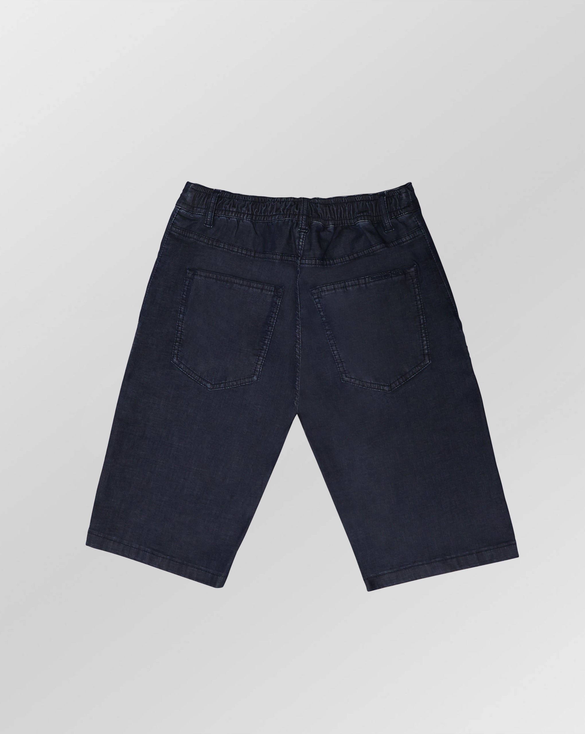 Stefano Ricci Elastic Waist Denim Shorts – Light Wash Comfort Fit Luxury Denim