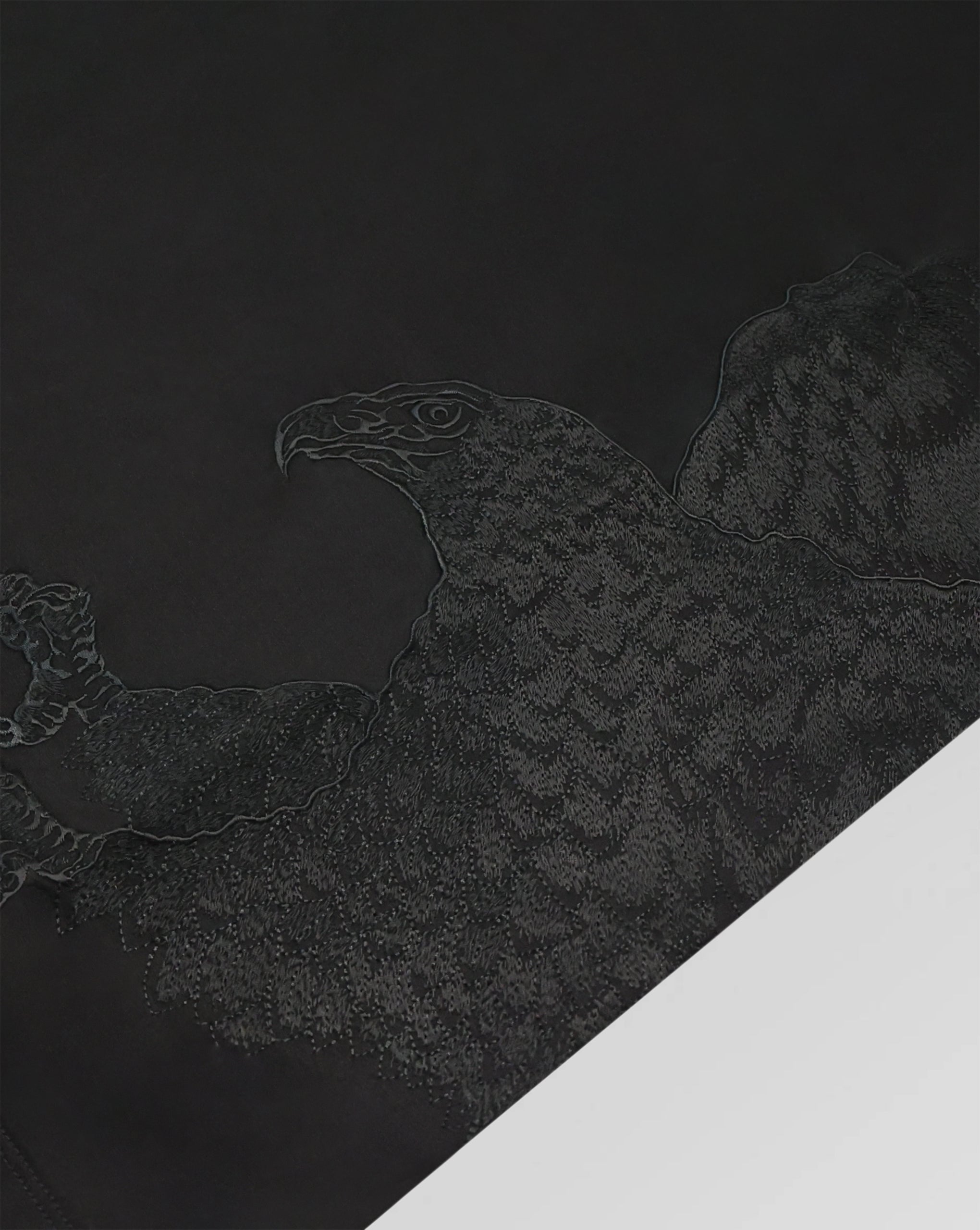 Stefano Ricci Silk Cotton Eagle Embroidered T-Shirt Black