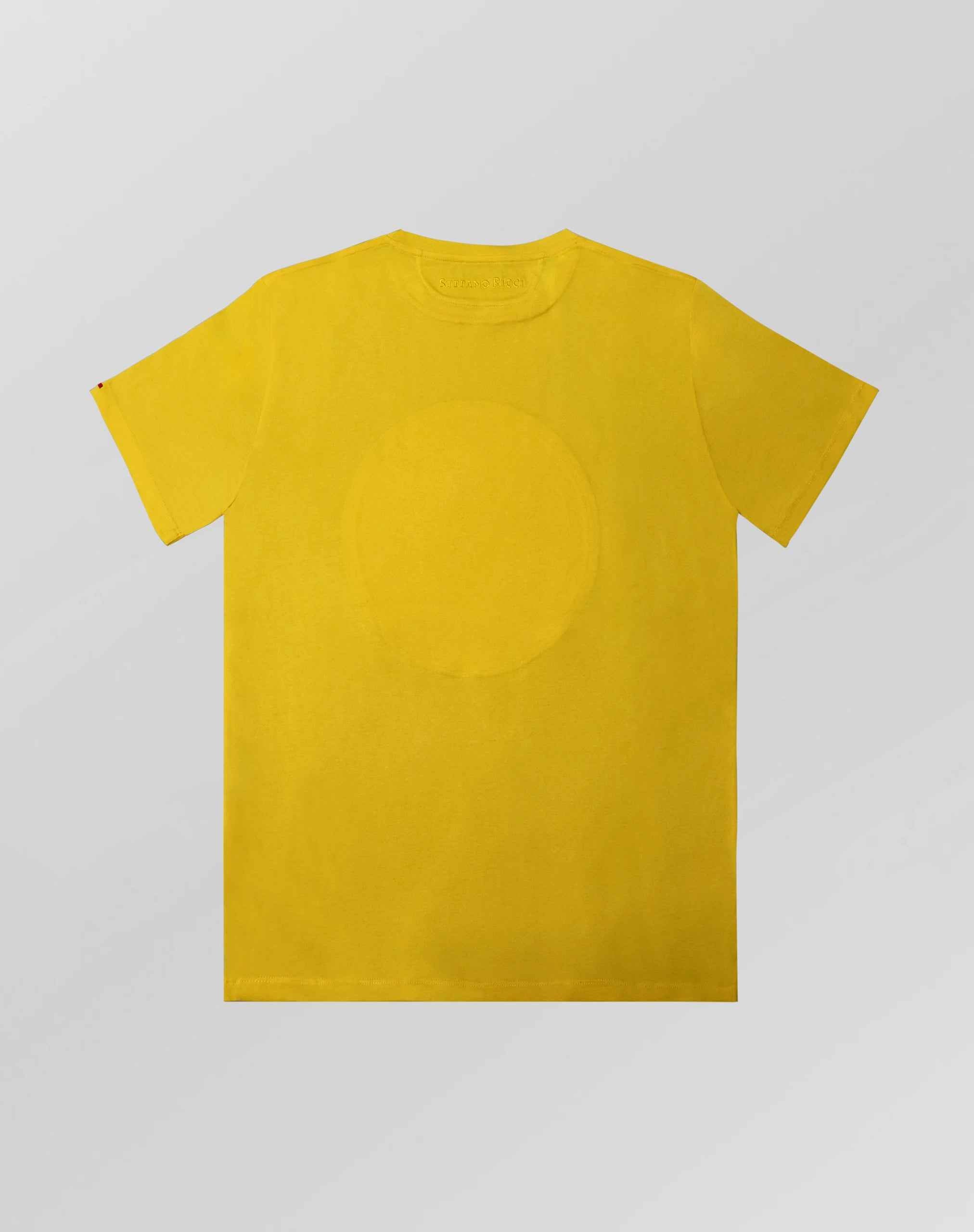 Stefano Ricci Silk Cotton T-Shirt with Eagle Embroidery | Yellow