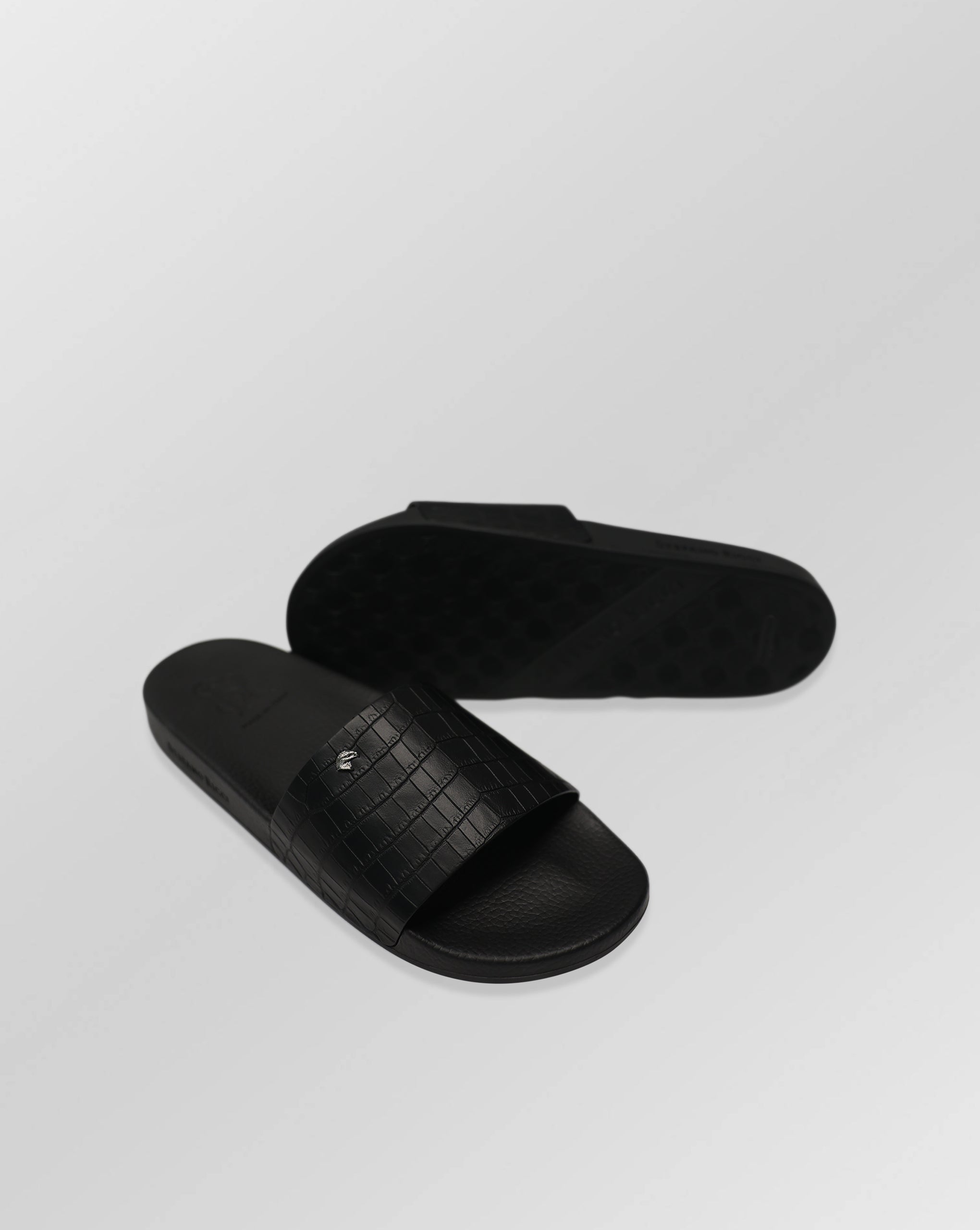 Stefano Ricci Crocodile-Embossed Leather Slides Sandals
