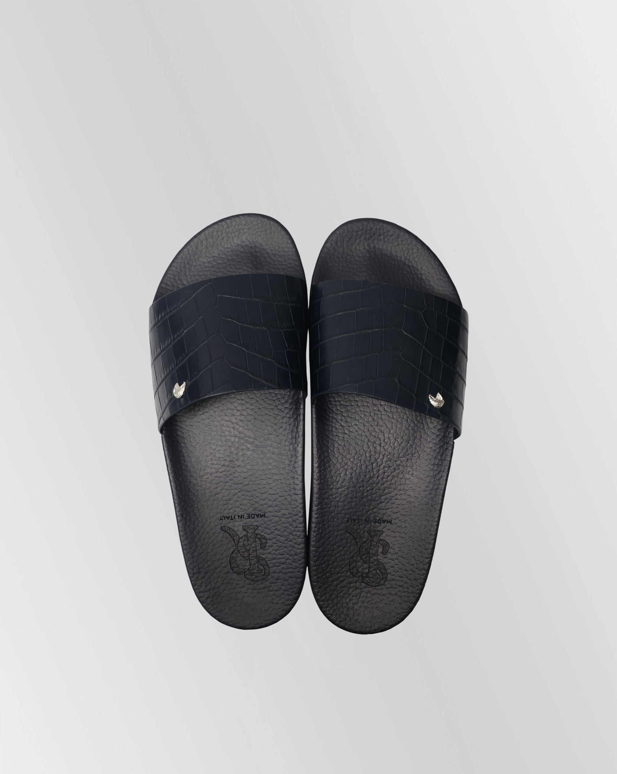 Stefano Ricci Crocodile-Embossed Leather Slides Sandals
