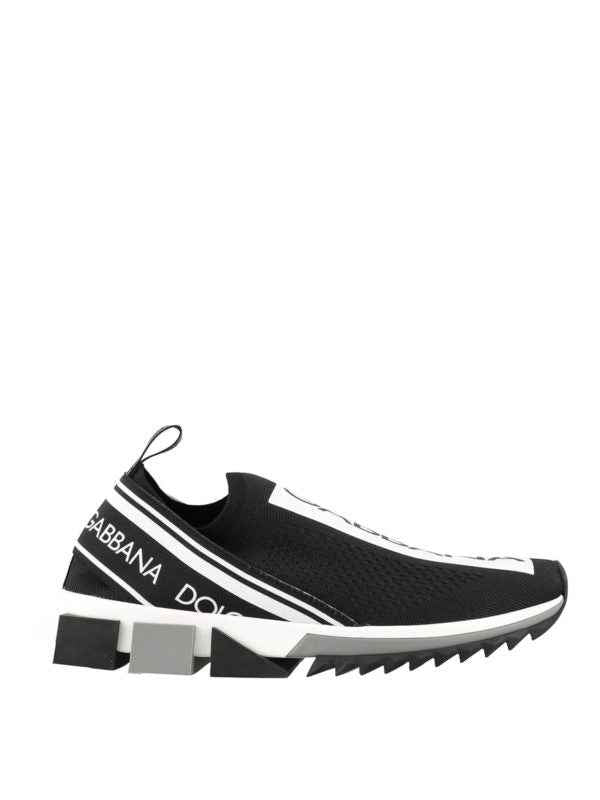 Dolce & Gabbana Sorrento Black & White Logo Sock Sneakers