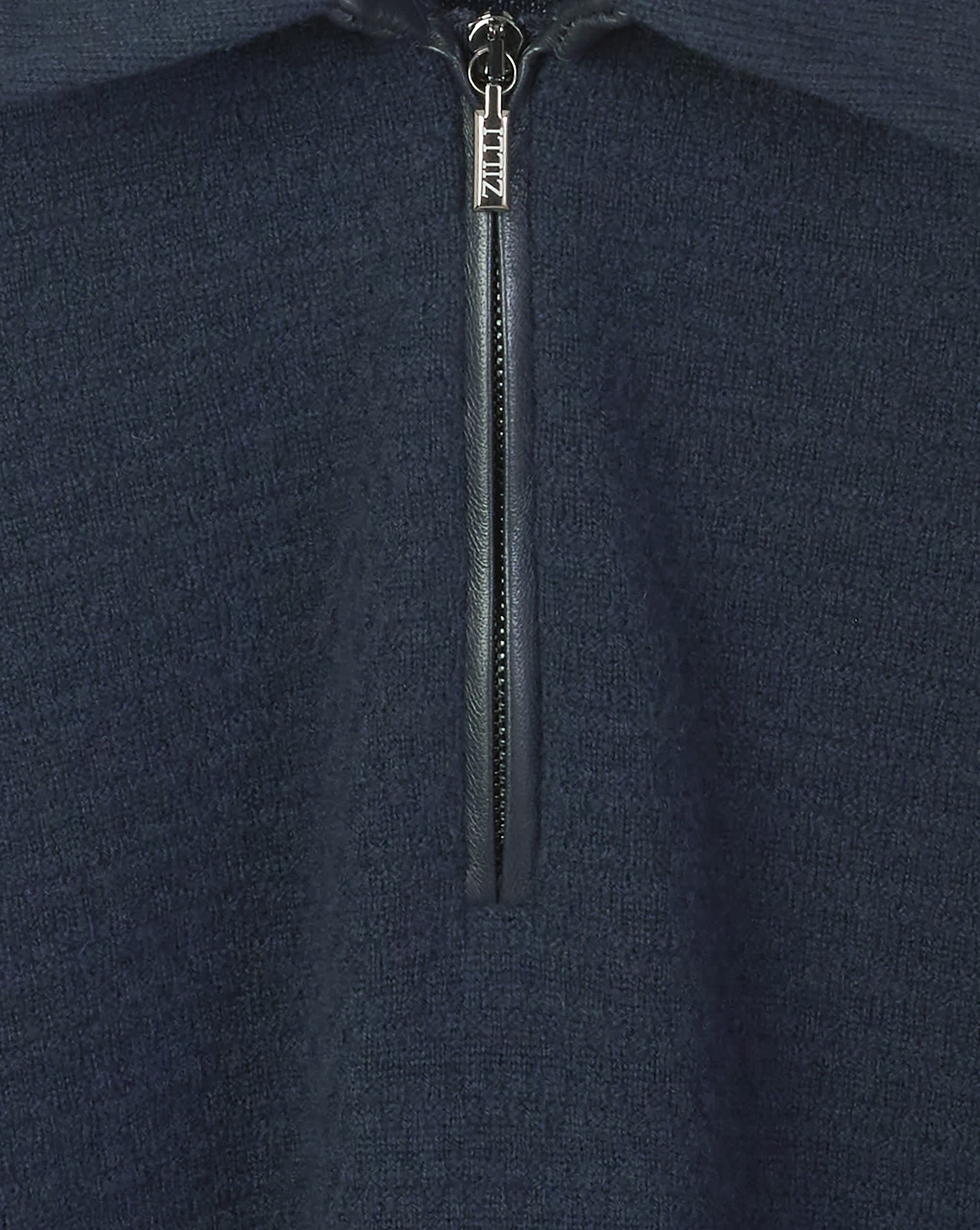 Zilli Cashmere Quarter-Zip Sweater with Lambskin Trim | Dark Navy