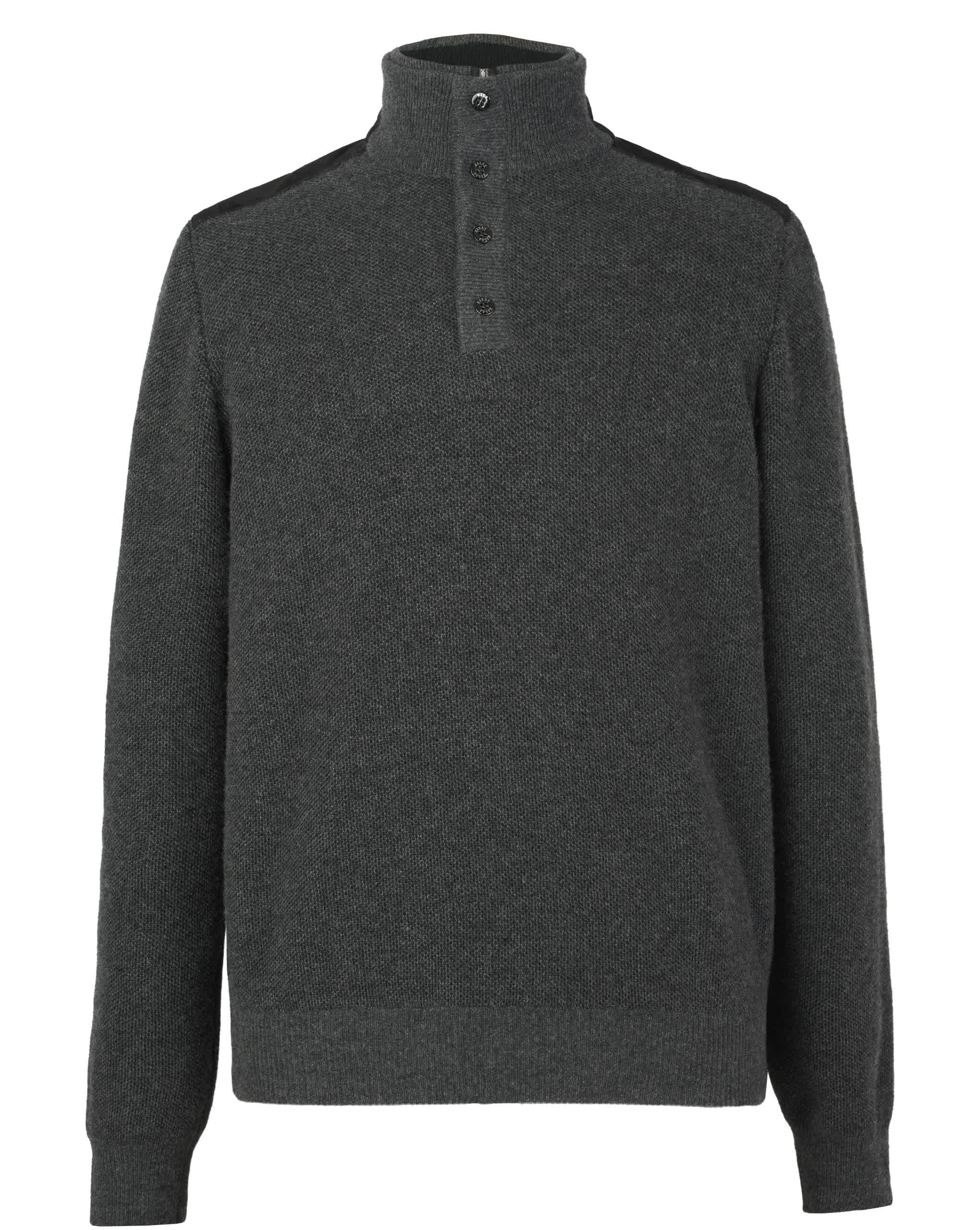 Zilli Cashmere & Wool Knit Sweater with Suede Details | Dark Grey