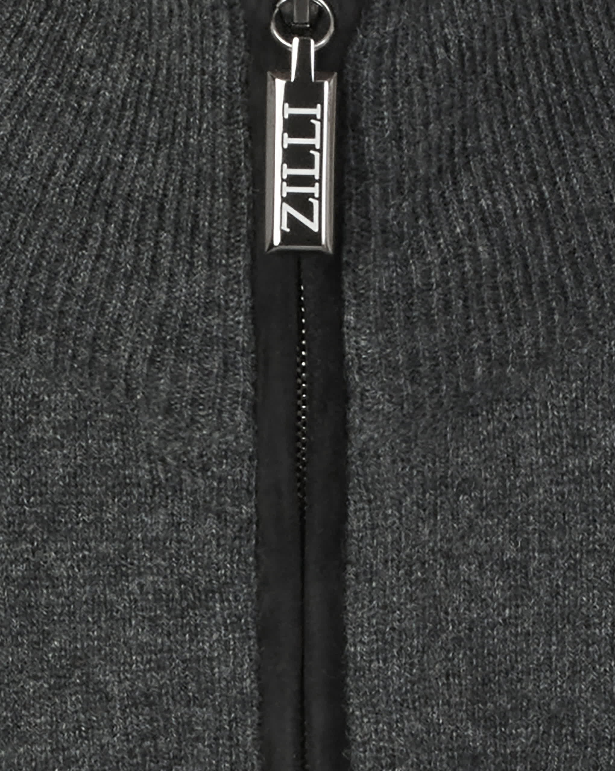 Zilli Cashmere & Wool Cardigan with Suede Details | Dark Grey