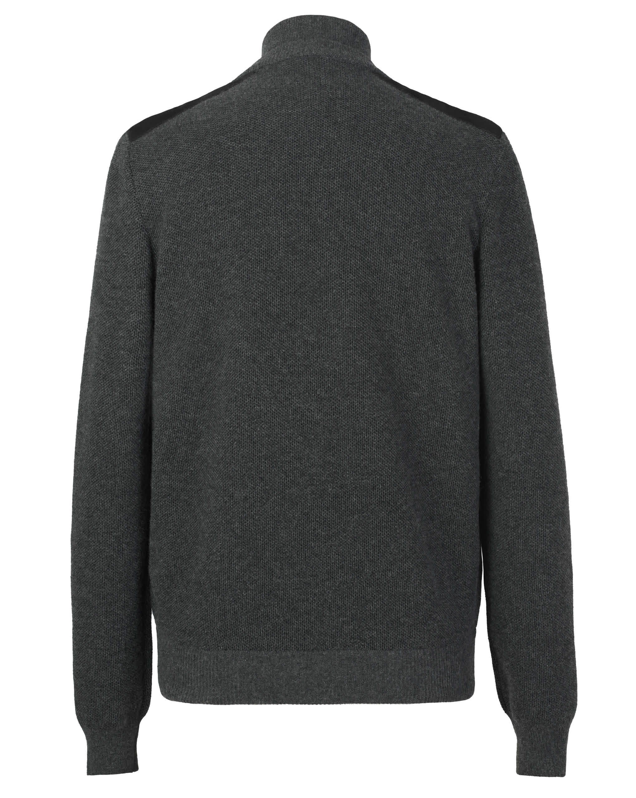 Zilli Cashmere & Wool Cardigan with Suede Details | Dark Grey