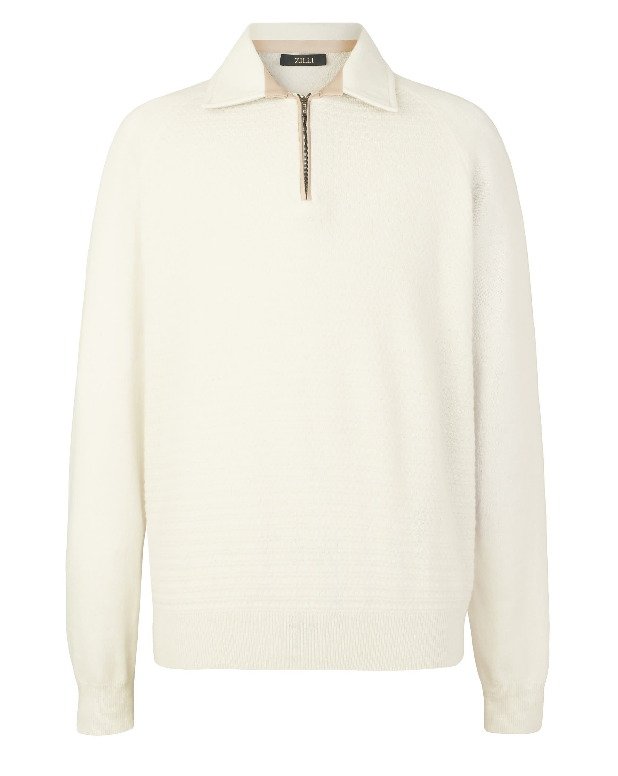 Zilli Cashmere Quarter-Zip Sweater with Lambskin Trim | Off White