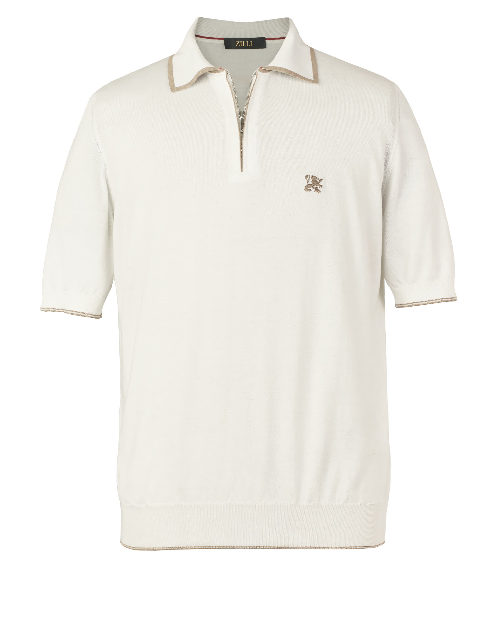 Zilli Cotton & Silk Quarter-Zip Knit Polo | Off White