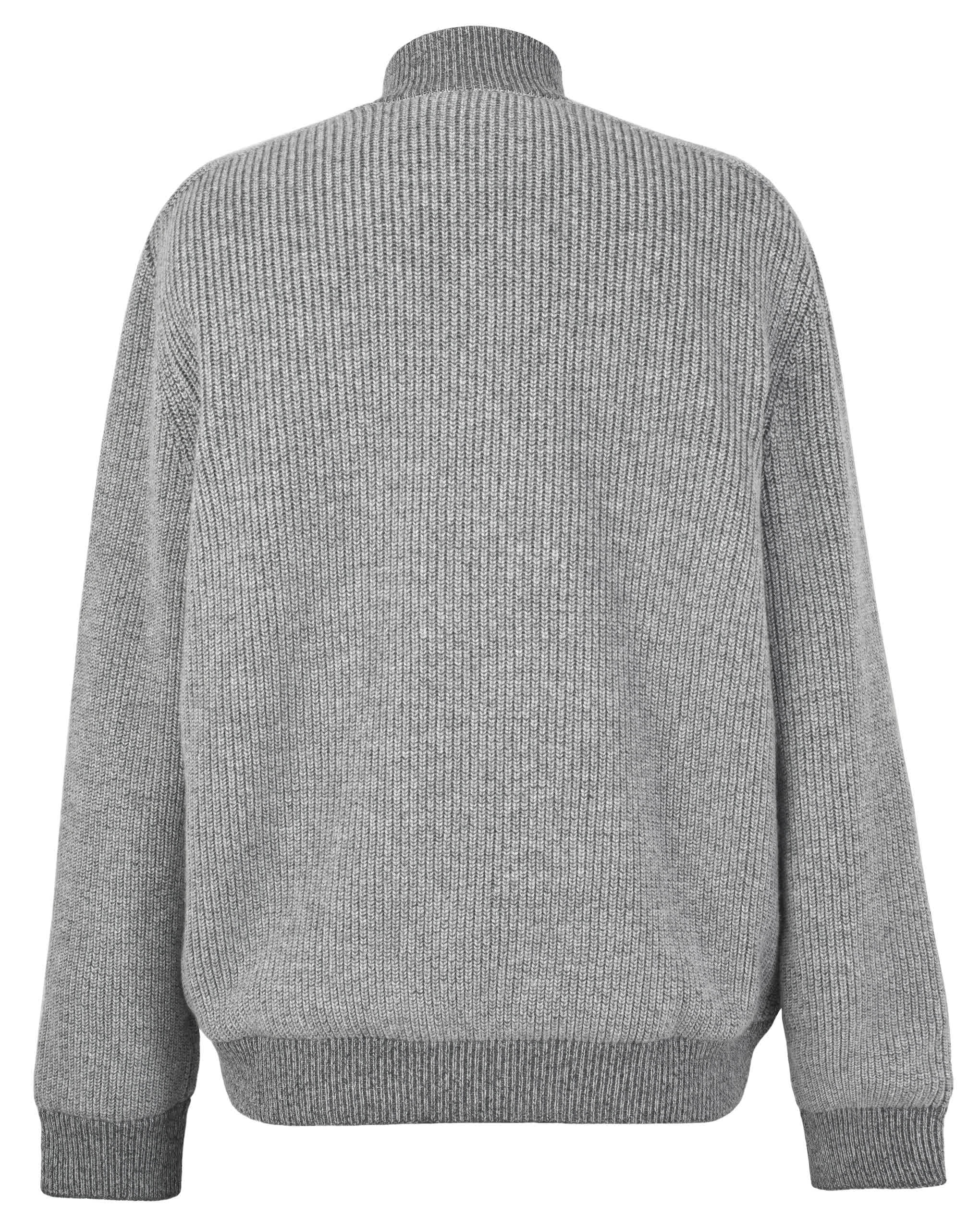 Zilli Cashmere & Wool Zip-Up Knit Jacket with Suede Details | Light Grey