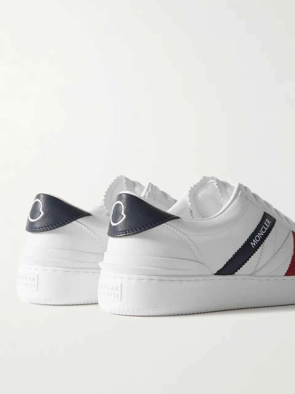 Moncler - Monaco Striped Leather Sneakers - White