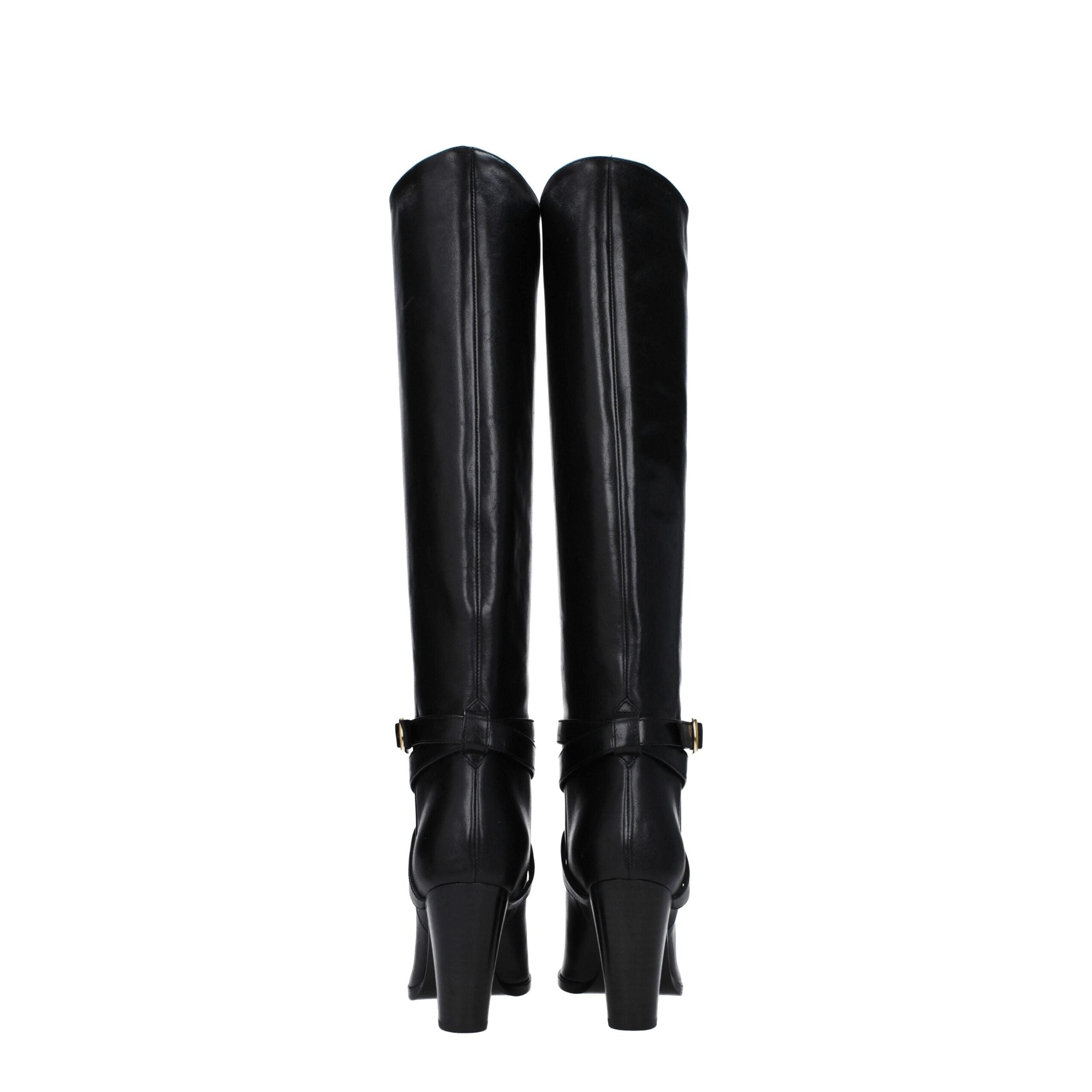 Celine Black Leather High Heel Boots