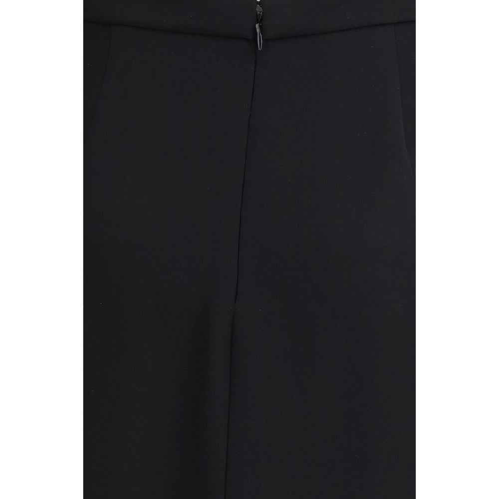 Valentino Black Silk Long Skirt