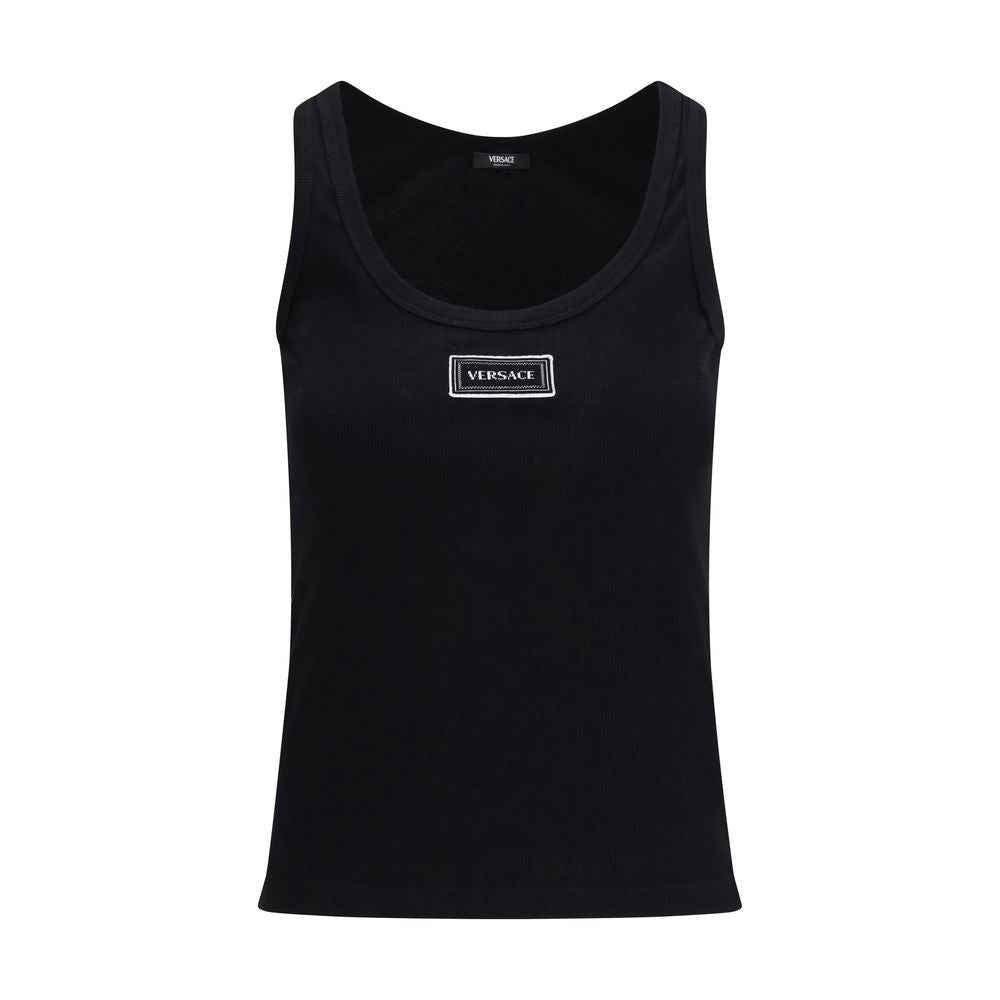 Versace Black Cotton Tank Tops