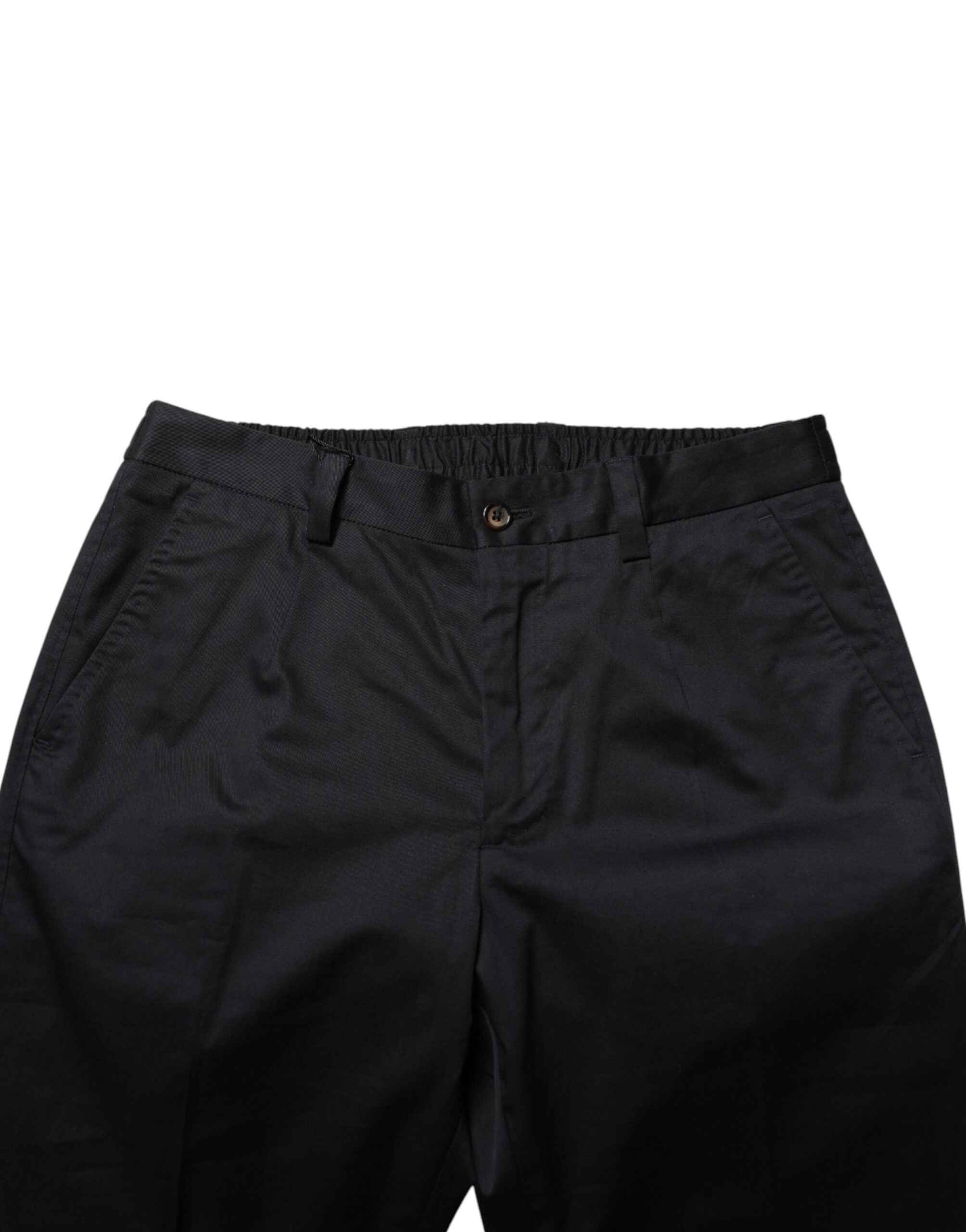 Dolce & Gabbana Dark Blue Cotton Skinny Dress Trouser Pants