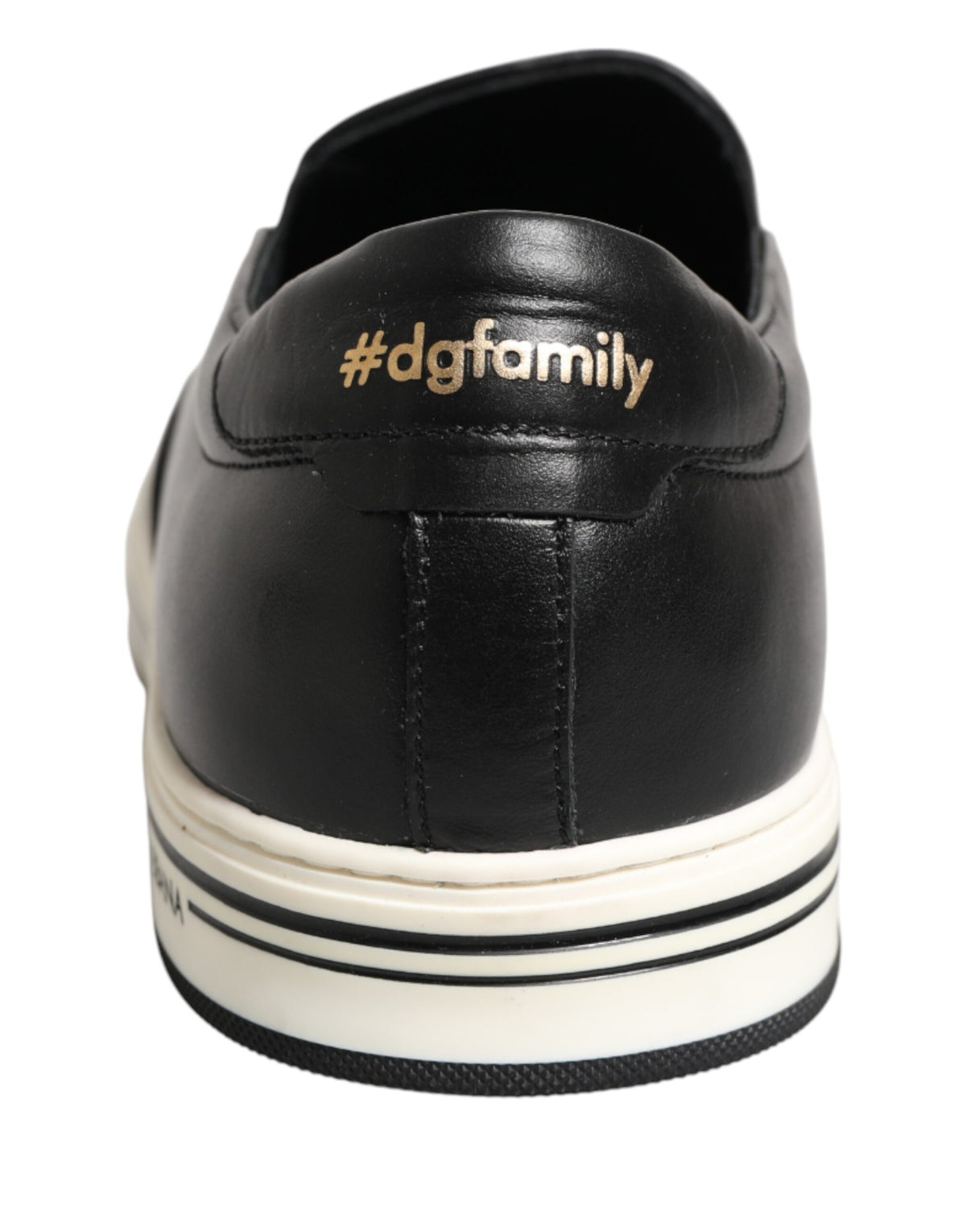 Dolce & Gabbana Black Leather Signature Figures Sneakers Shoes
