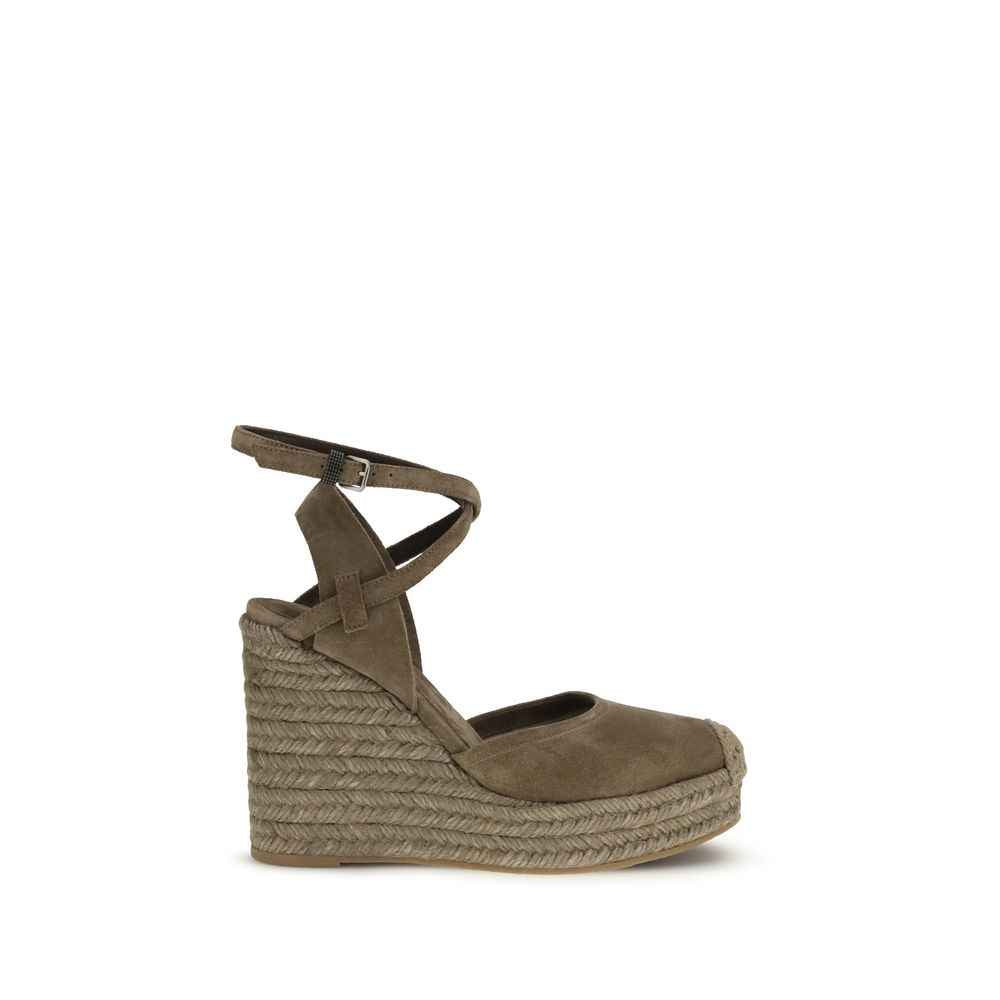 Brunello Cucinelli Beige Calf Leather Bos Taurus Espadrilles