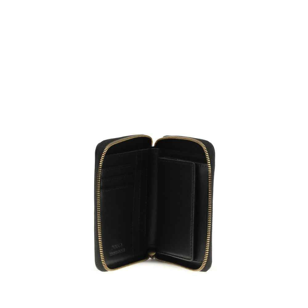 PINKO Black Calf Leather Bos Taurus Wallet