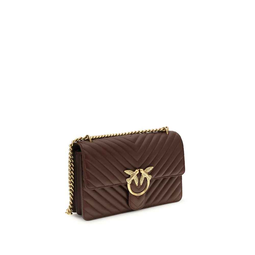 PINKO Brown Calf Leather Bos Taurus Shoulder Bag