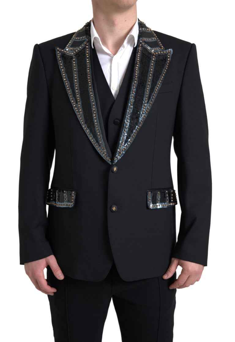 Dolce & Gabbana Black Wool Two-Piece Suit