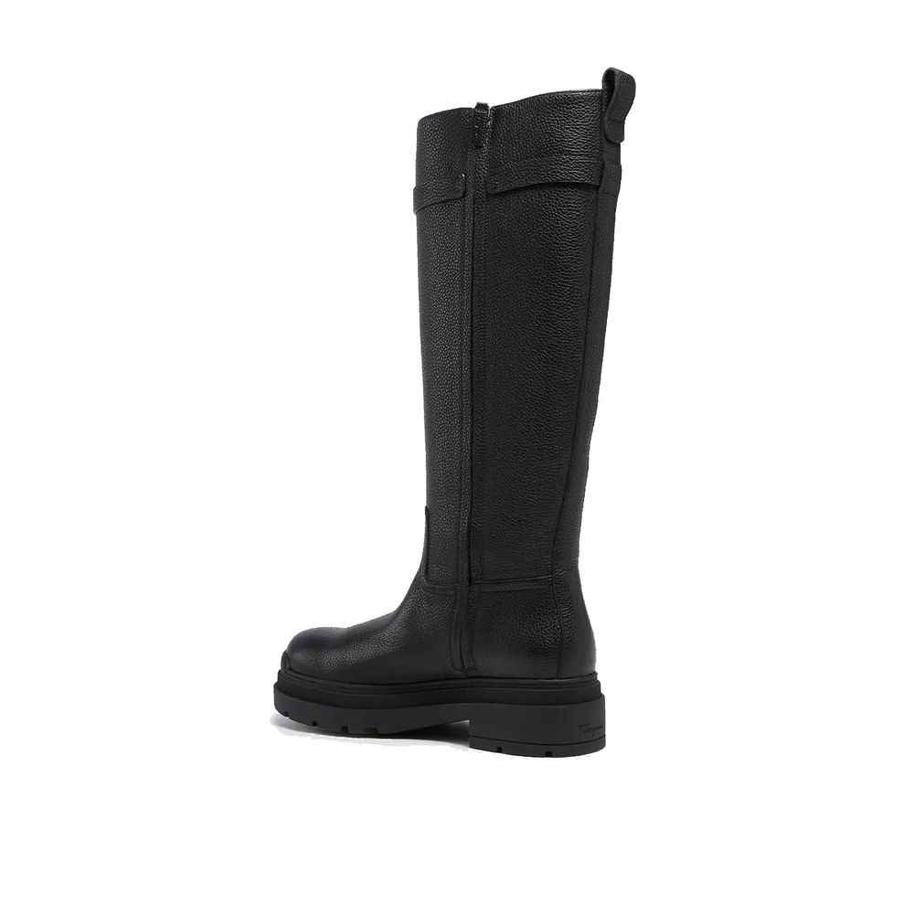 Salvatore Ferragamo Black Calfskin Over The Knee