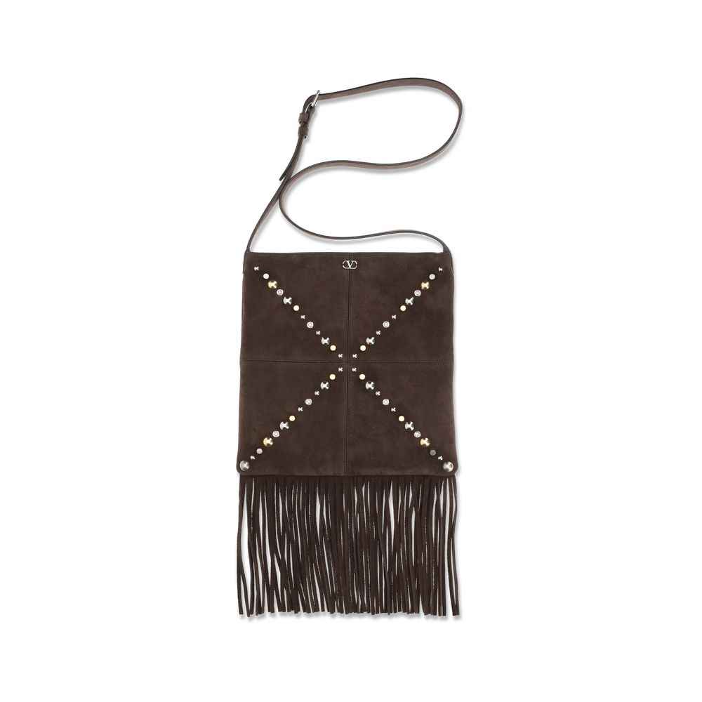 Valentino Garavani Brown Calf Leather Bos Taurus Shoulder Bag