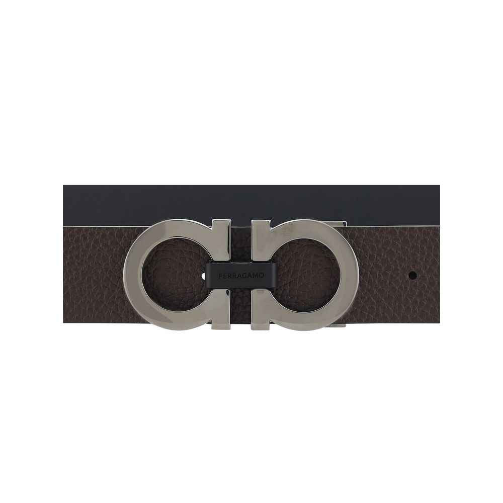 Ferragamo Black Calf Leather Bos Taurus Regular Belt