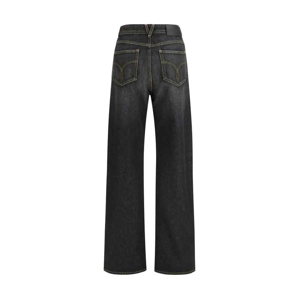 Versace Black Cotton Straight-Leg Jeans