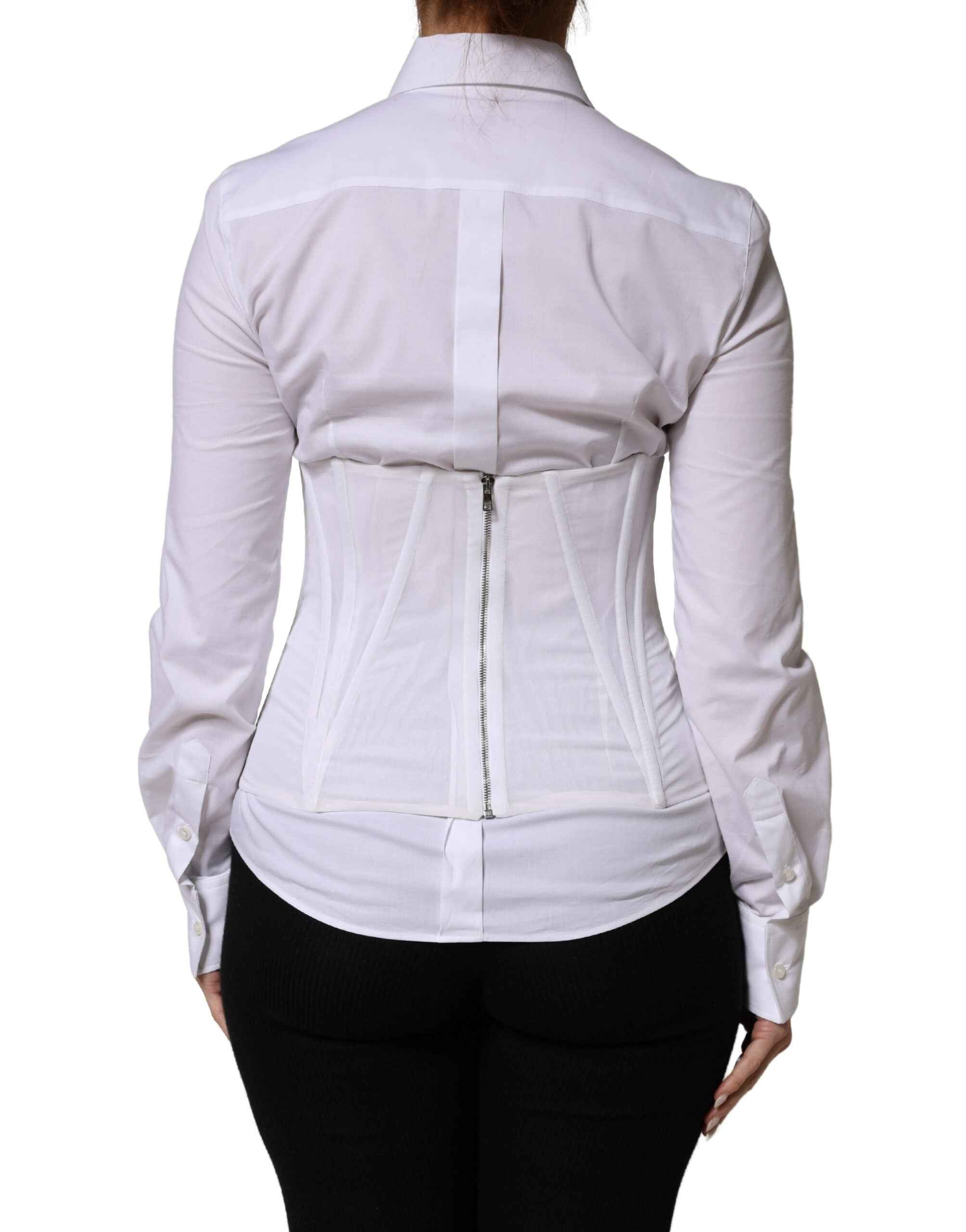 Dolce & Gabbana White Polyamide Waist Cincher Bustier Corset Top