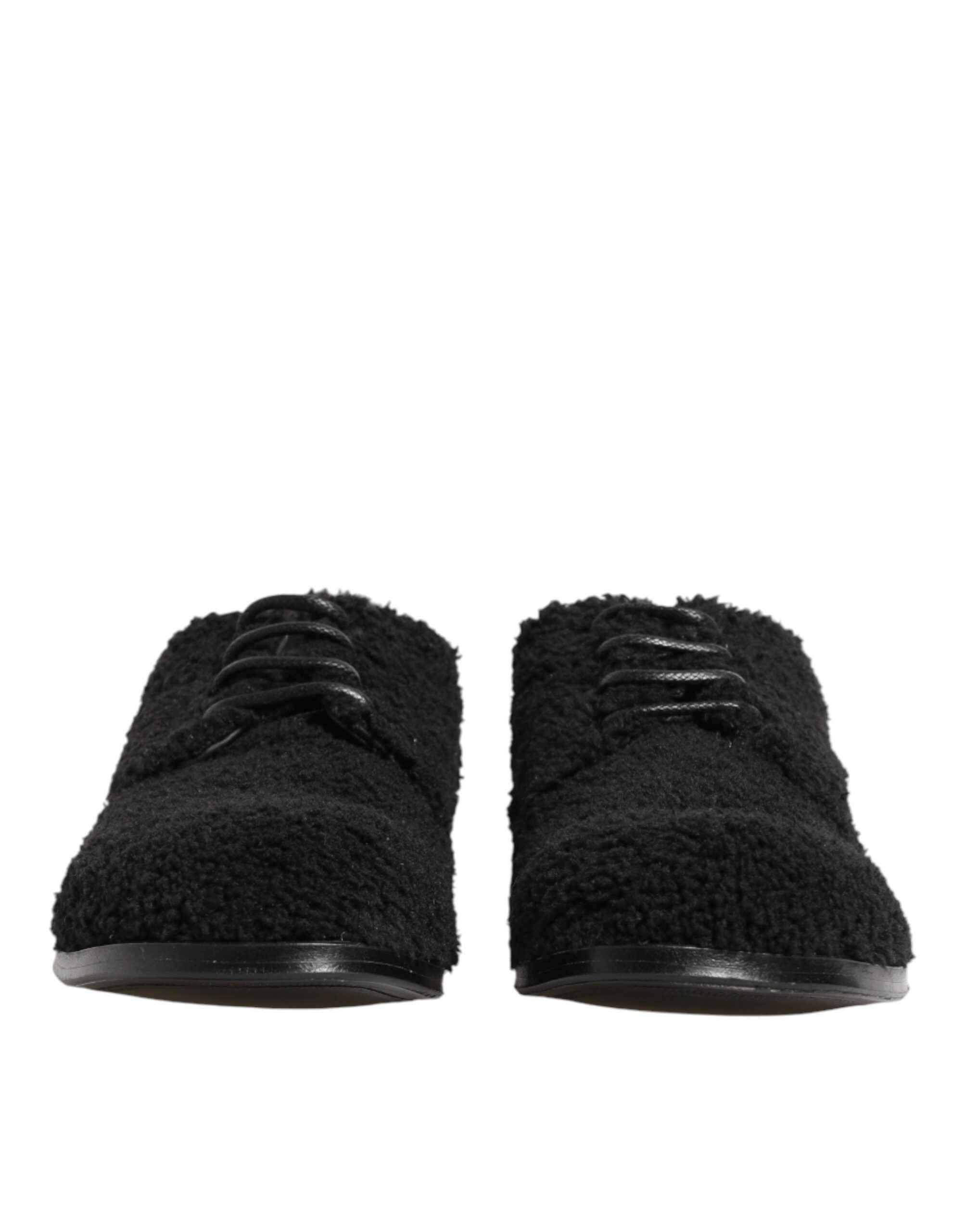 Dolce & Gabbana Men Black Riccio Shearling Dress Derby Shoes