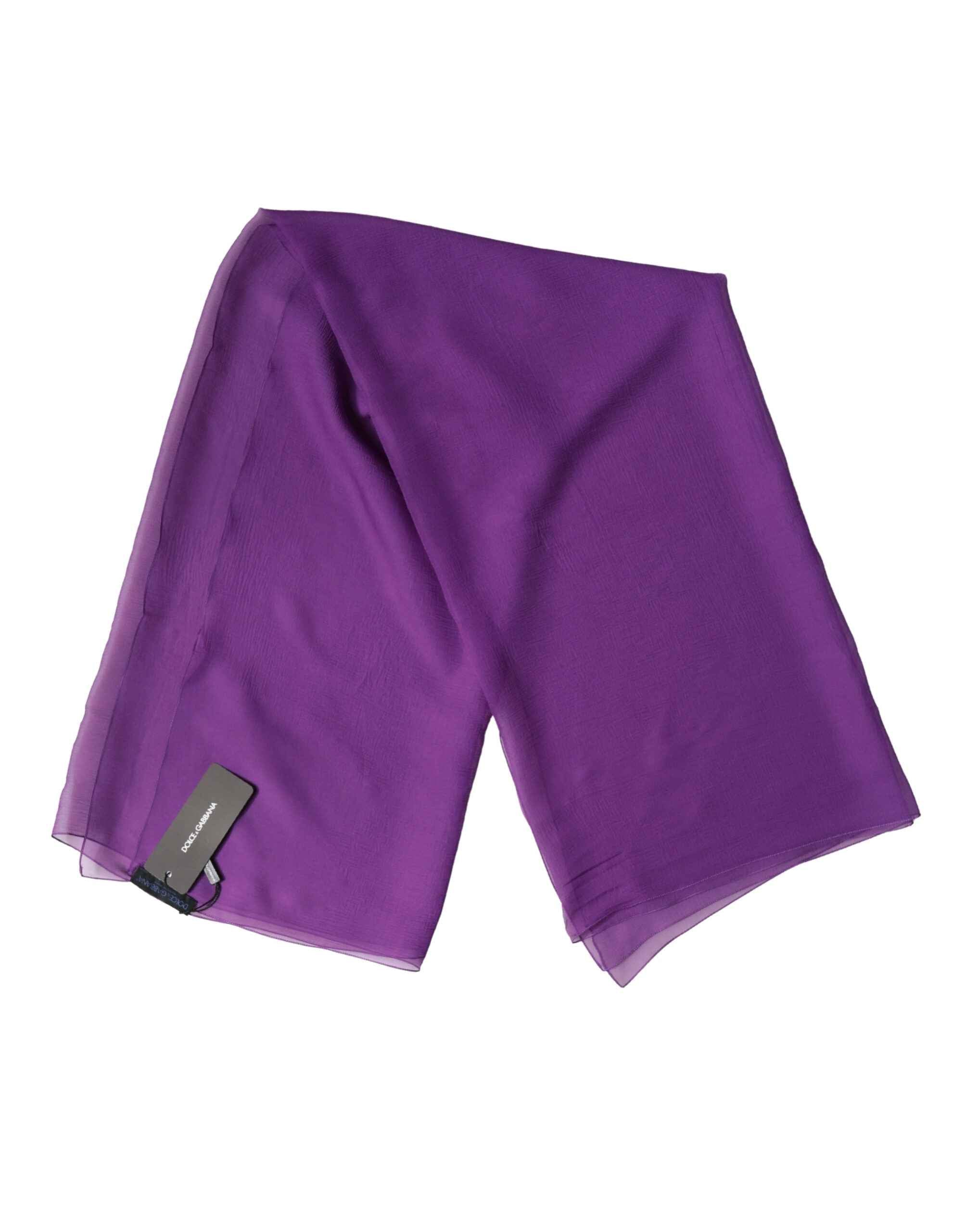 Dolce & Gabbana Purple Silk Neck Wrap Shawl Foulard 134cm x 131cm  Scarf