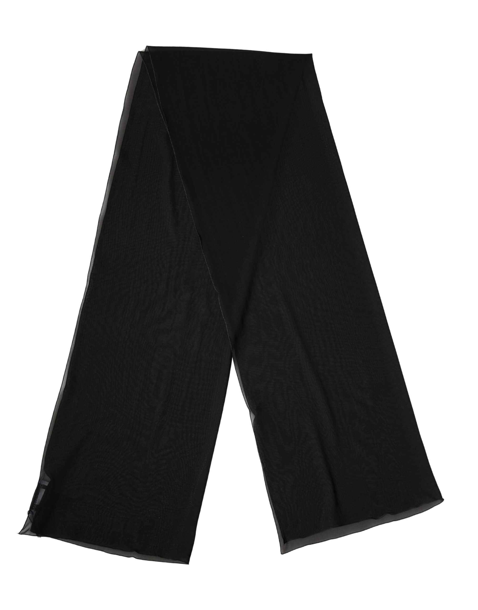 Dolce & Gabbana Black Silk Neck Wrap Shawl Stole 200cm x 64cm  Scarf