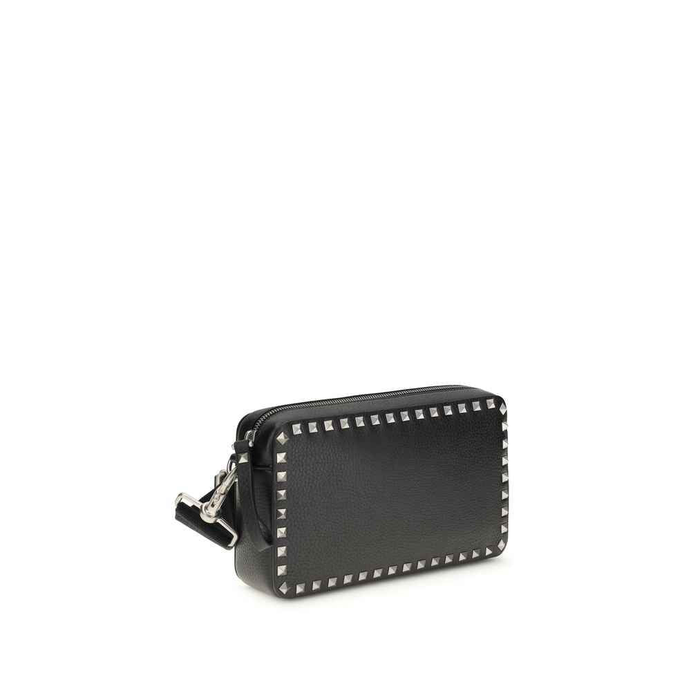 Valentino Garavani Black Calf Leather Bos Taurus Shoulder Bag