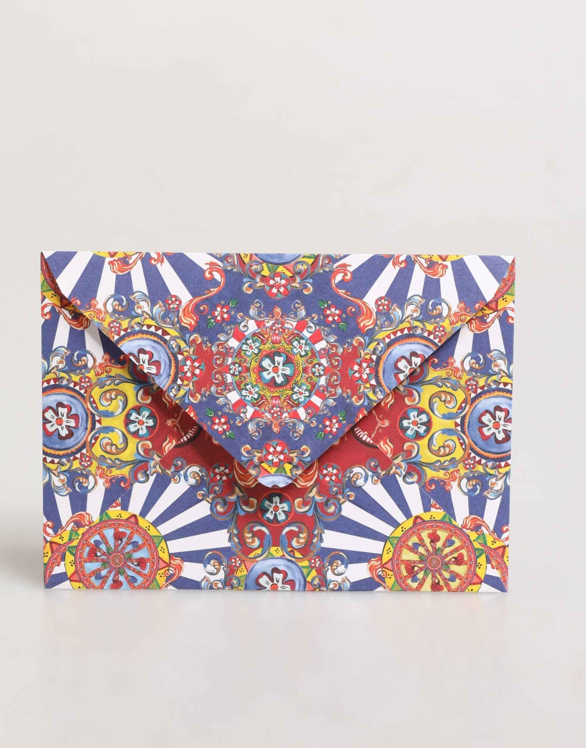 Dolce & Gabbana Multicolor Carretto Siciliano Envelope Post Card Holder