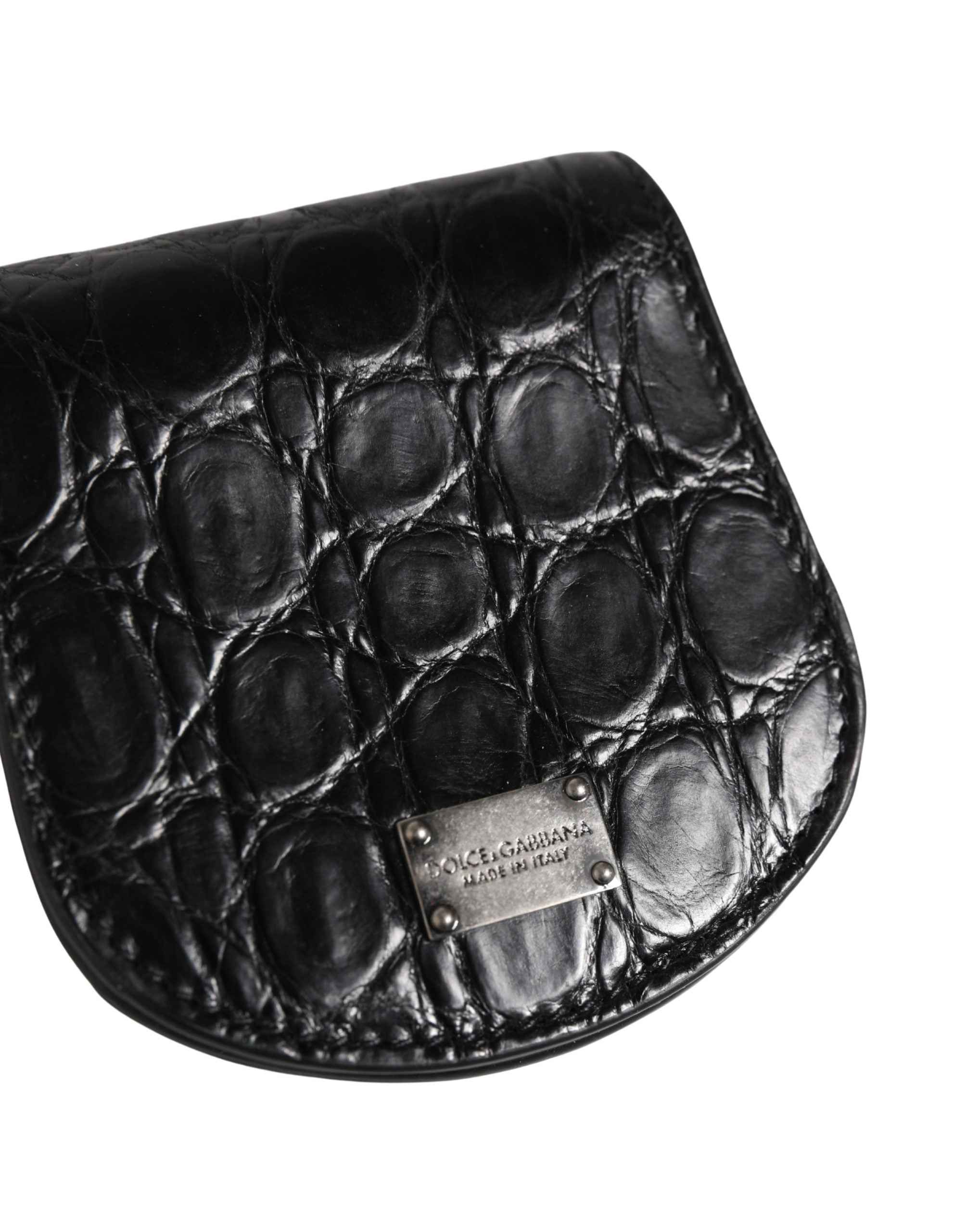Dolce & Gabbana Black Exotic Skin Condom Case Holder Pocket Wallet