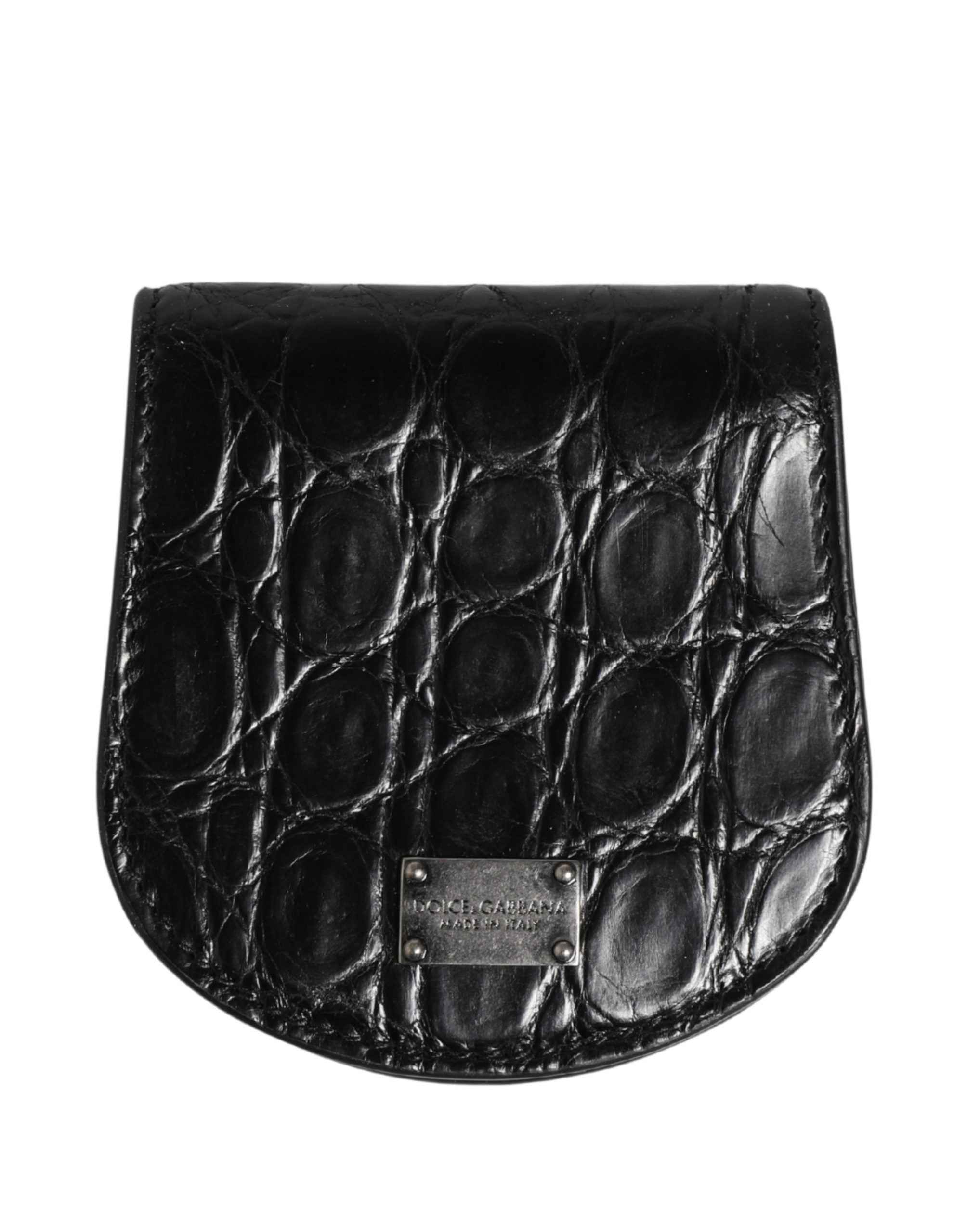 Dolce & Gabbana Black Exotic Skin Condom Case Holder Pocket Wallet