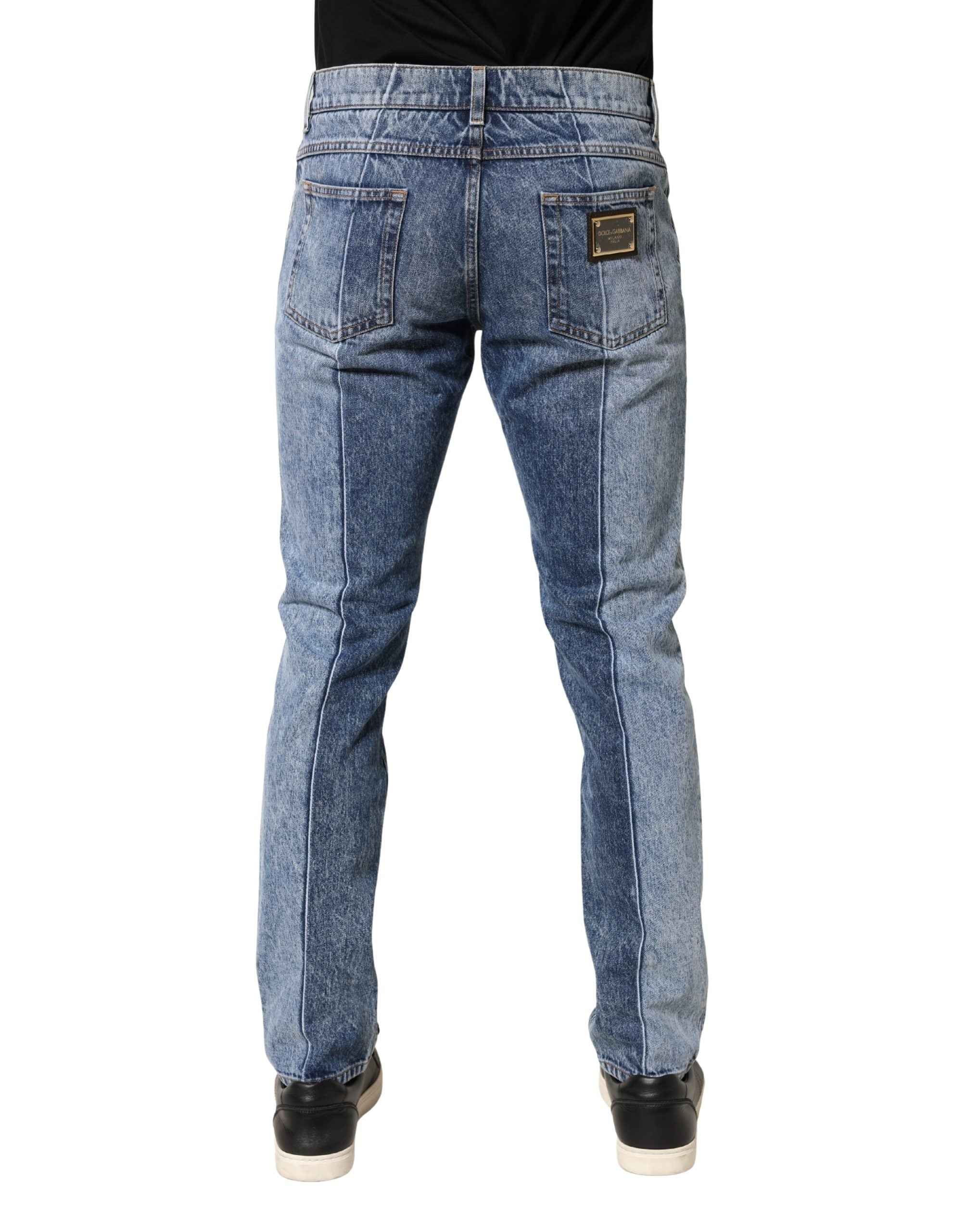 Dolce & Gabbana Two Tone Blue Cotton Regular Men Denim Jeans