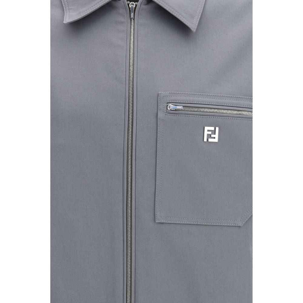 Fendi Gray Cotton Shell Jacket