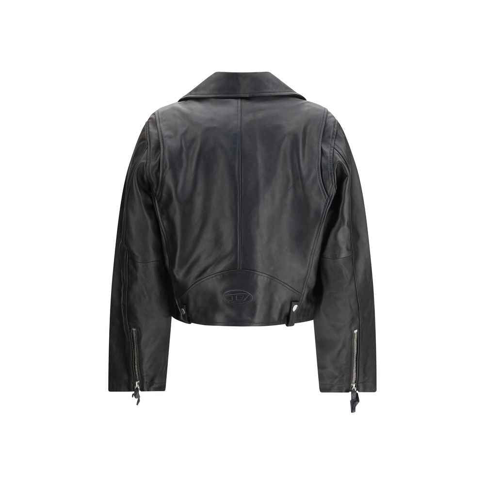 Diesel Black Calf Leather Bos Taurus Leather Jacket