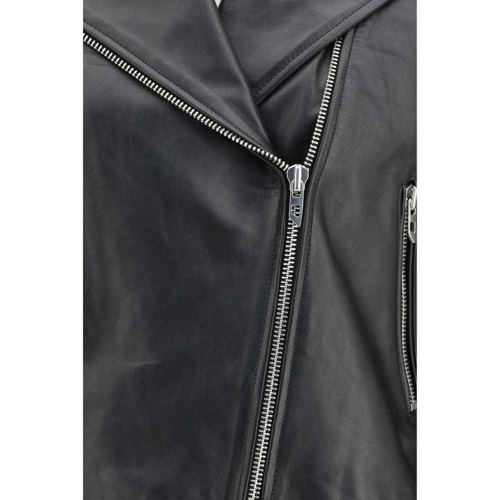 Diesel Black Calf Leather Bos Taurus Leather Jacket