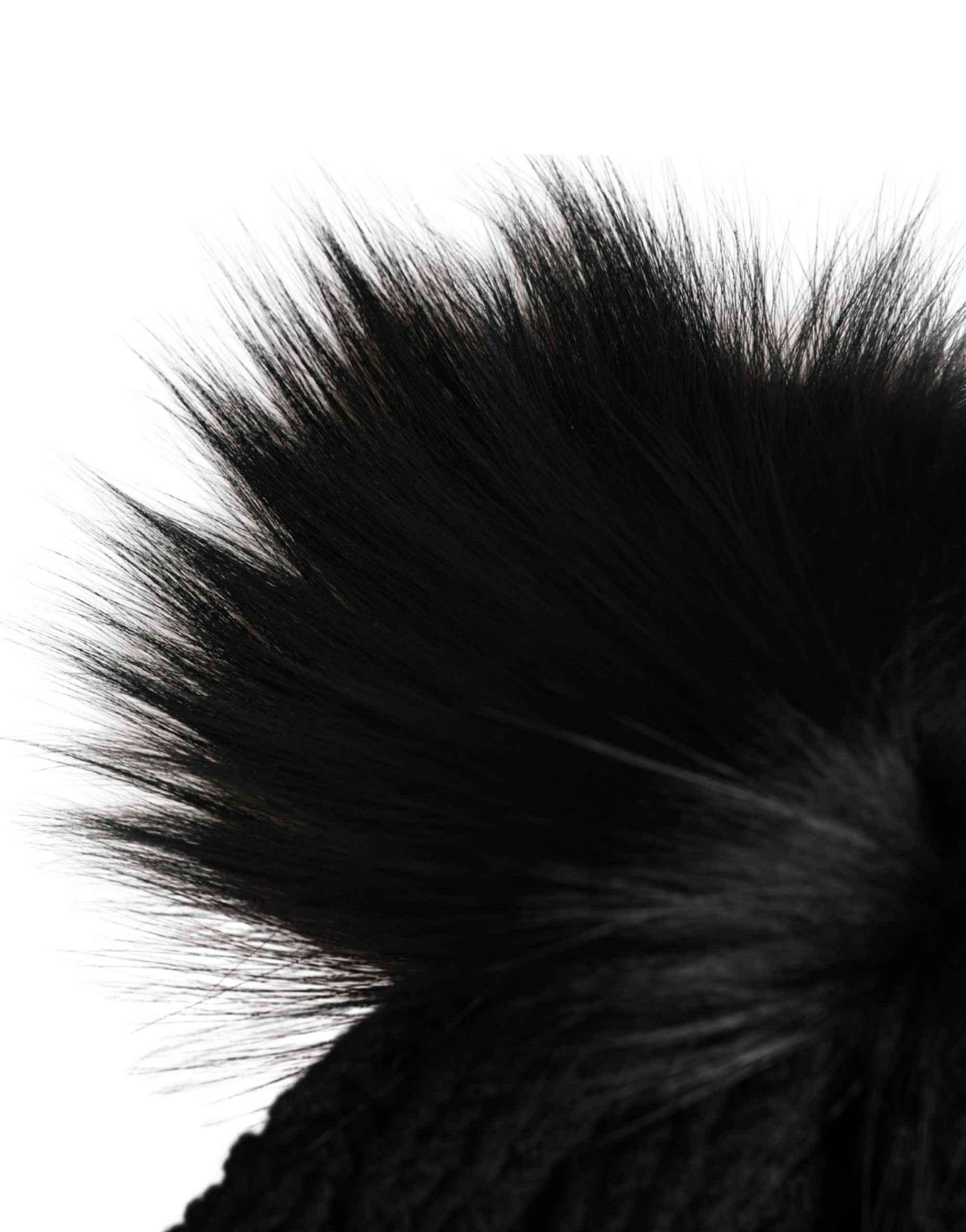 Dolce & Gabbana Black Acrylic Knitted Fur Winter Beanie