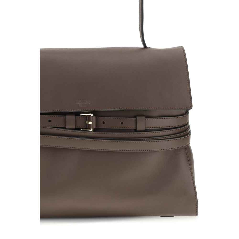 Moschino Brown Calf Leather Bos Taurus Handbag