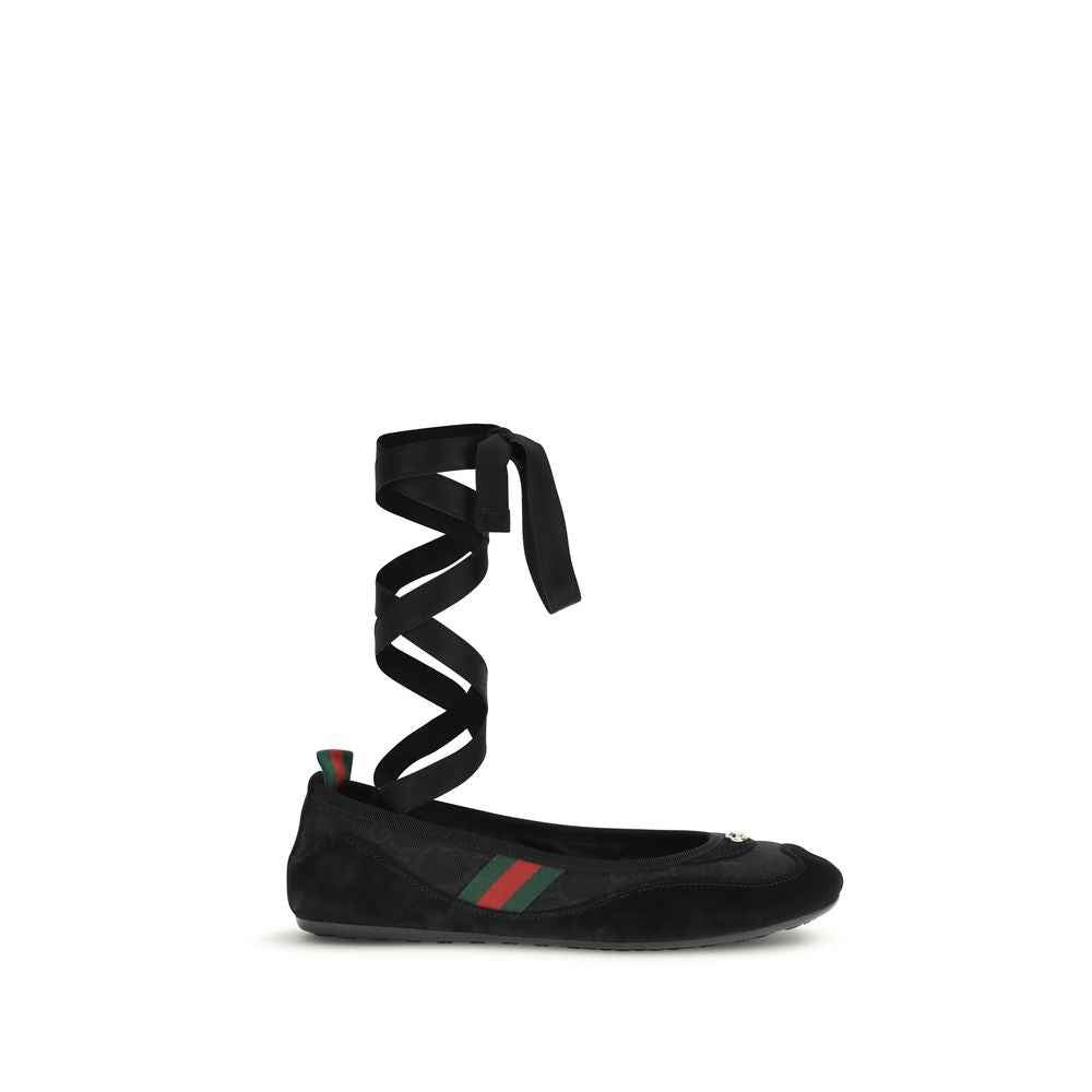 Gucci Black Fabric Ballet Flats