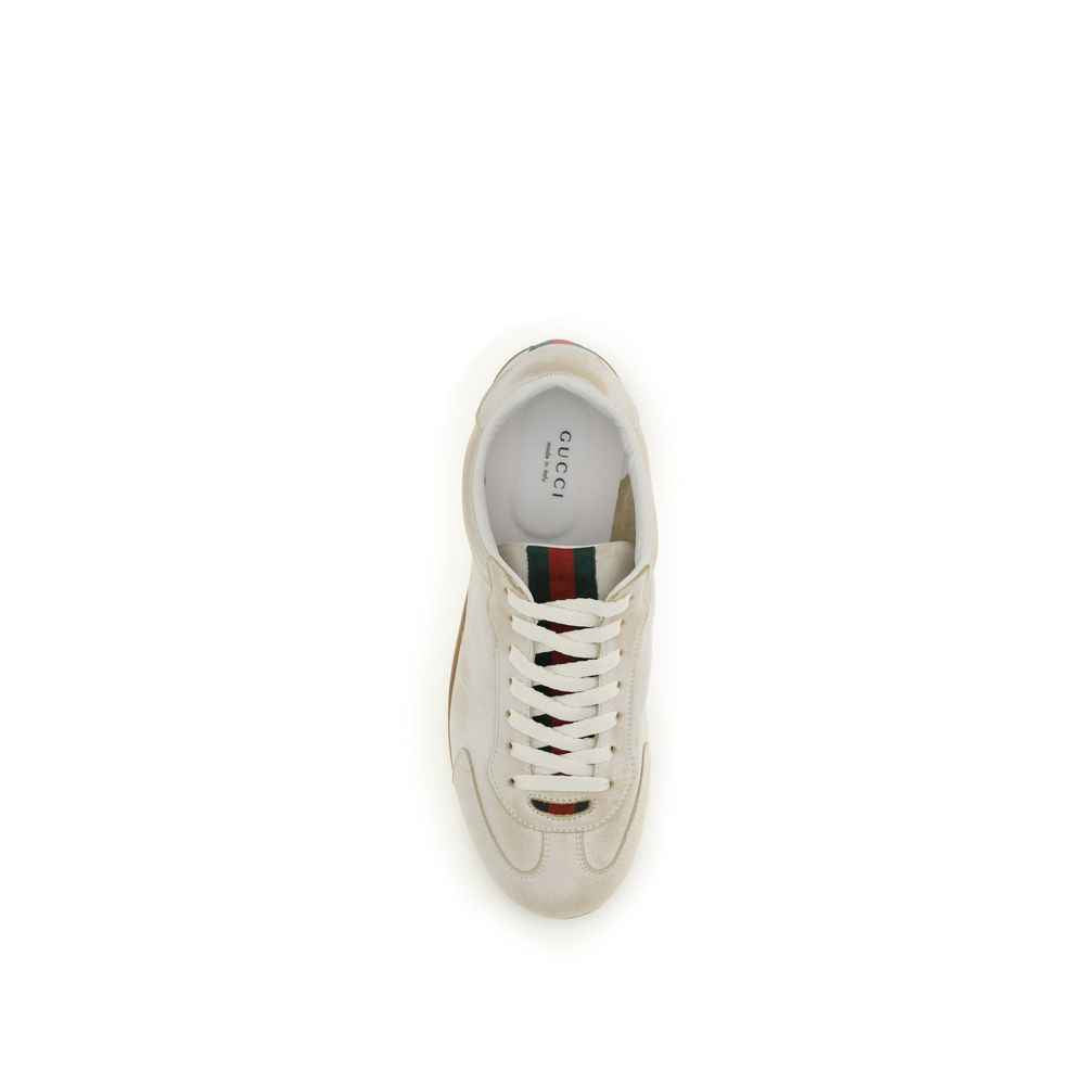 Gucci White Calf Leather Bos Taurus Low Top Sneakers