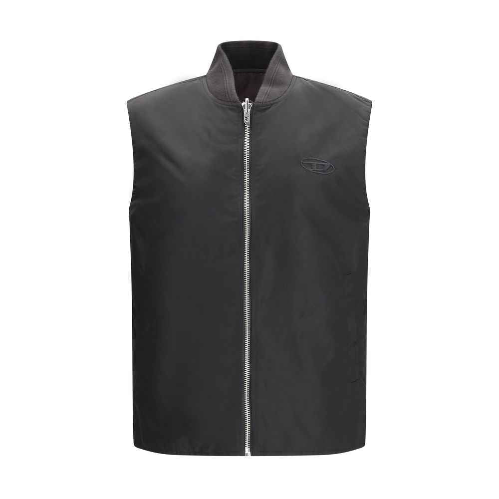 Diesel Brown Polyamide Sleeveless Jacket