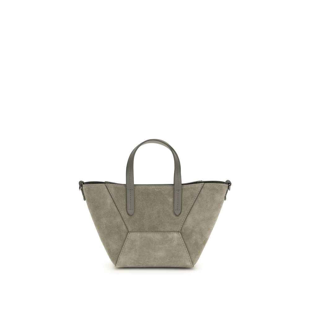 Brunello Cucinelli Brown Calf Leather Bos Taurus Shoulder Bag