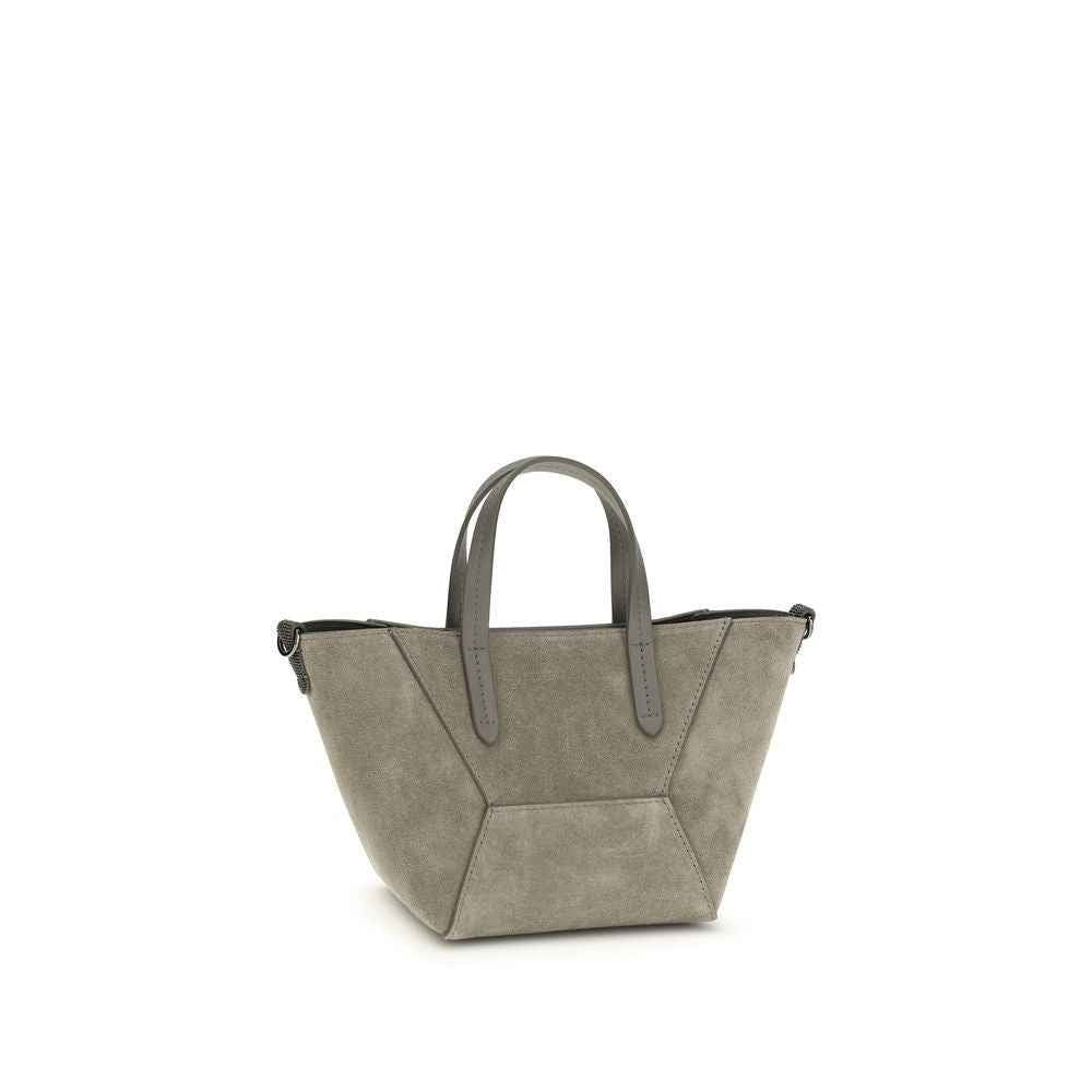 Brunello Cucinelli Brown Calf Leather Bos Taurus Shoulder Bag